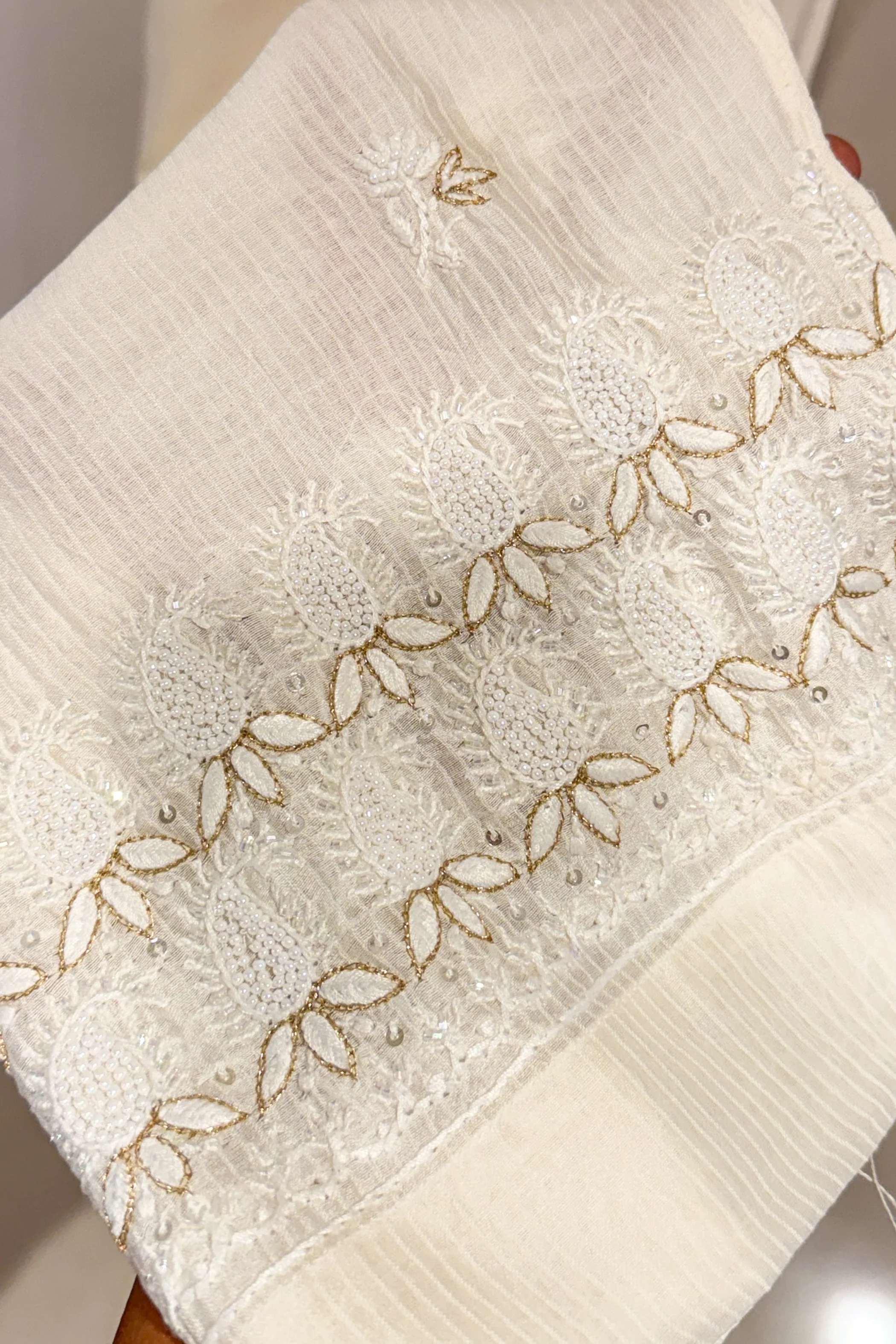 Arsh Handcrafted Pure Chanderi Chikankari Semi Stiched Coord Set - Image 2