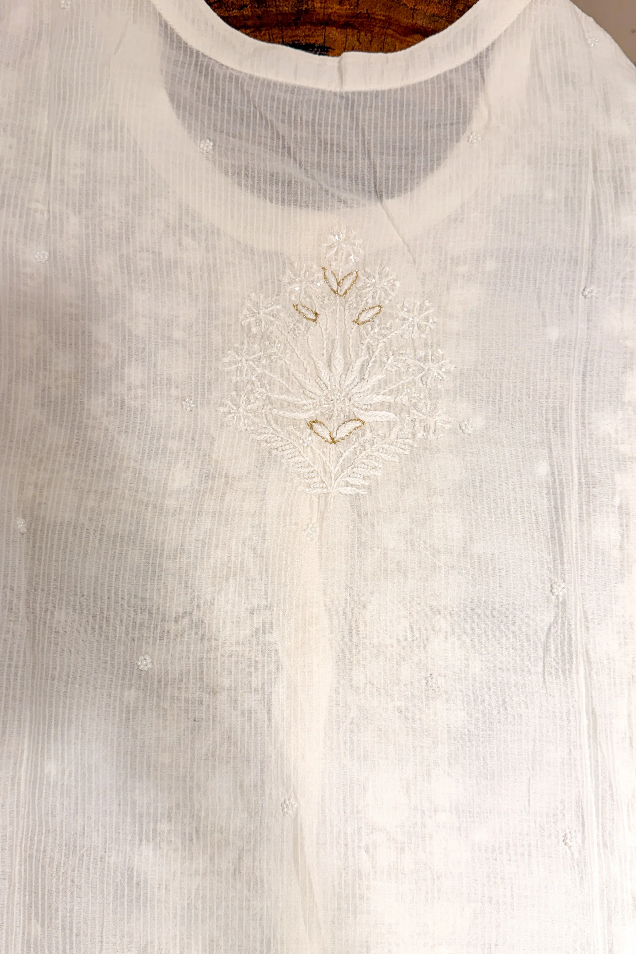 Arsh Handcrafted Pure Chanderi Chikankari Semi Stiched Coord Set - Image 3