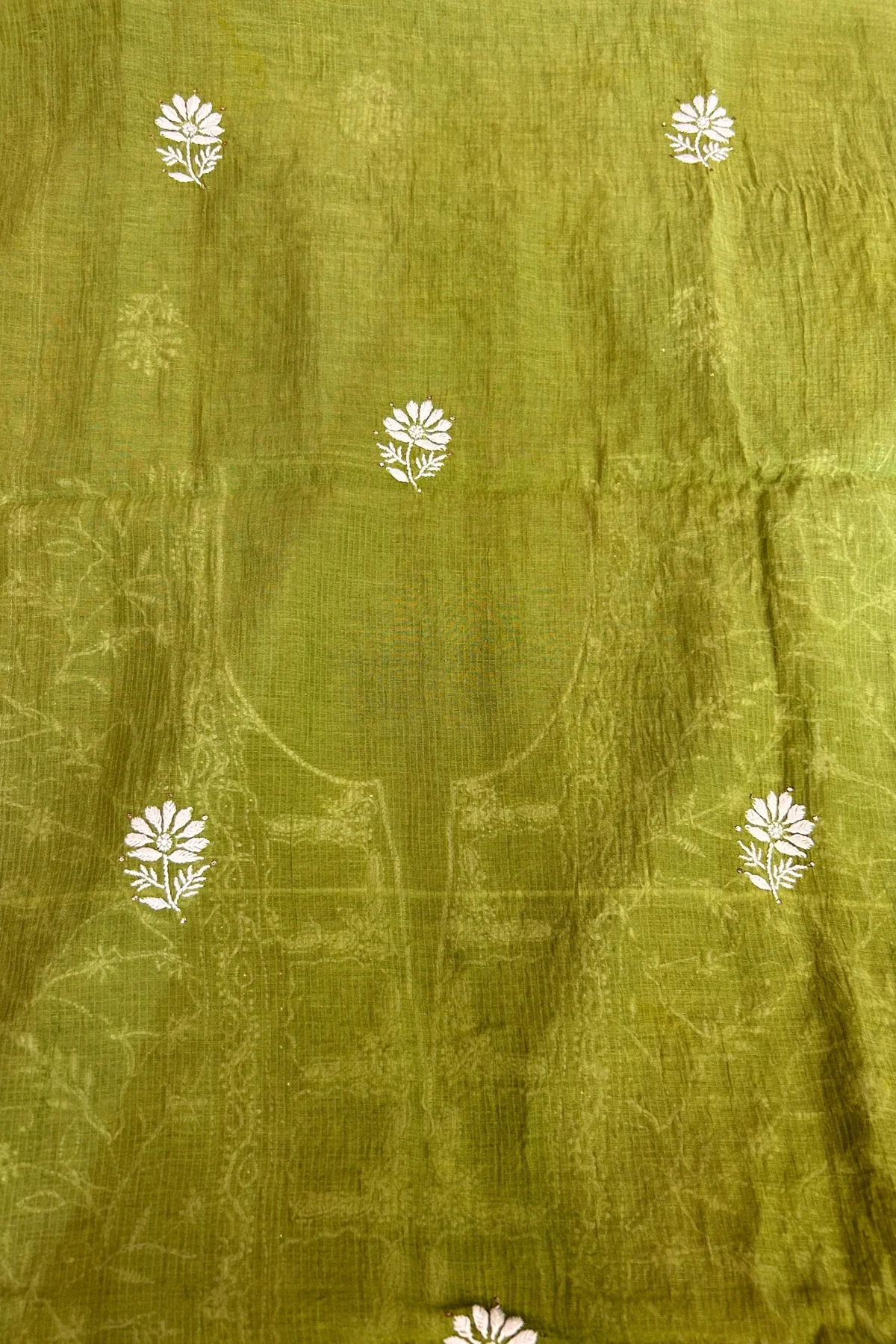 Arsh Handcrafted Mul Chanderi Unstitched Chikankari Kurti and Dupatta set - Image 4