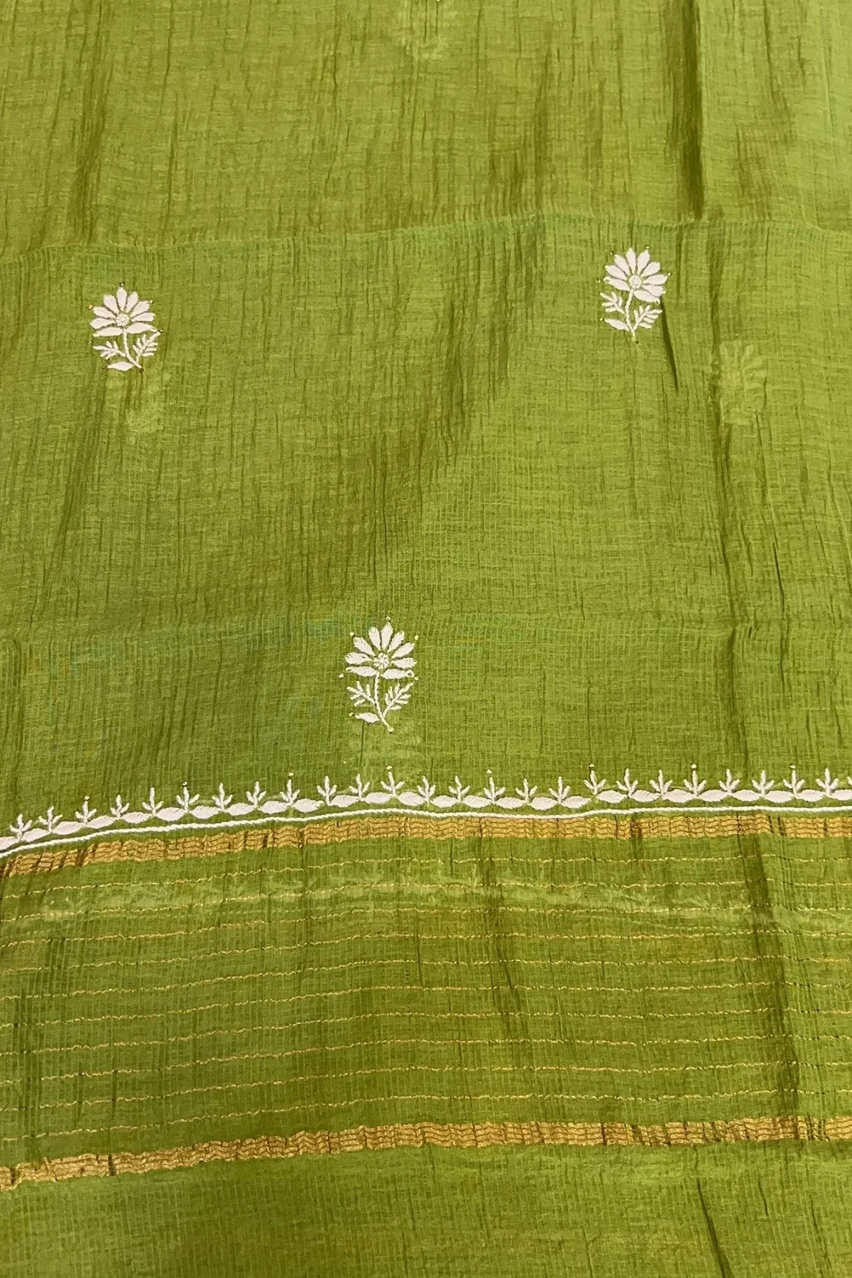 Arsh Handcrafted Mul Chanderi Unstitched Chikankari Kurti and Dupatta set - Image 7