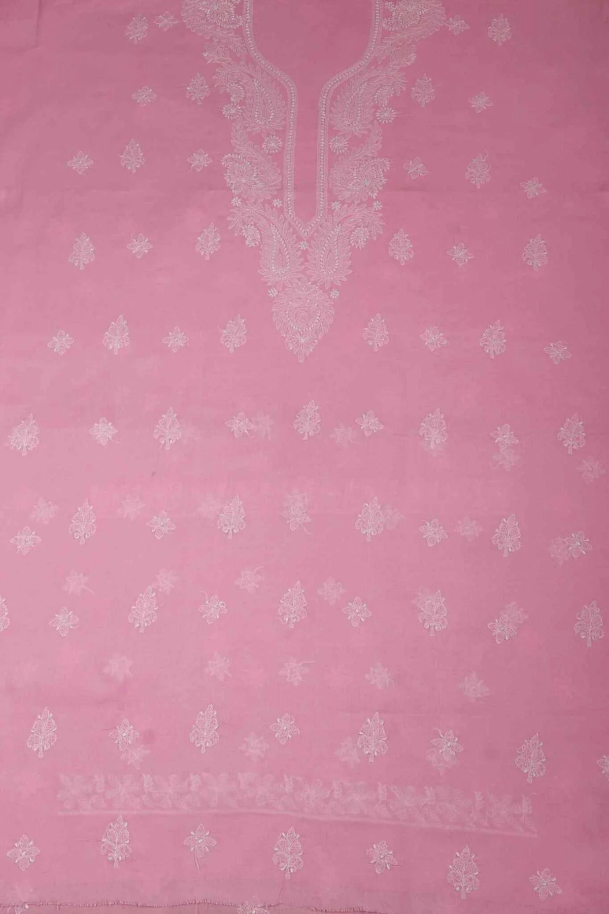 Arsh Handcrafted Onion Pink Cotton Unstitched Chikankari 3pc Suit - Image 2