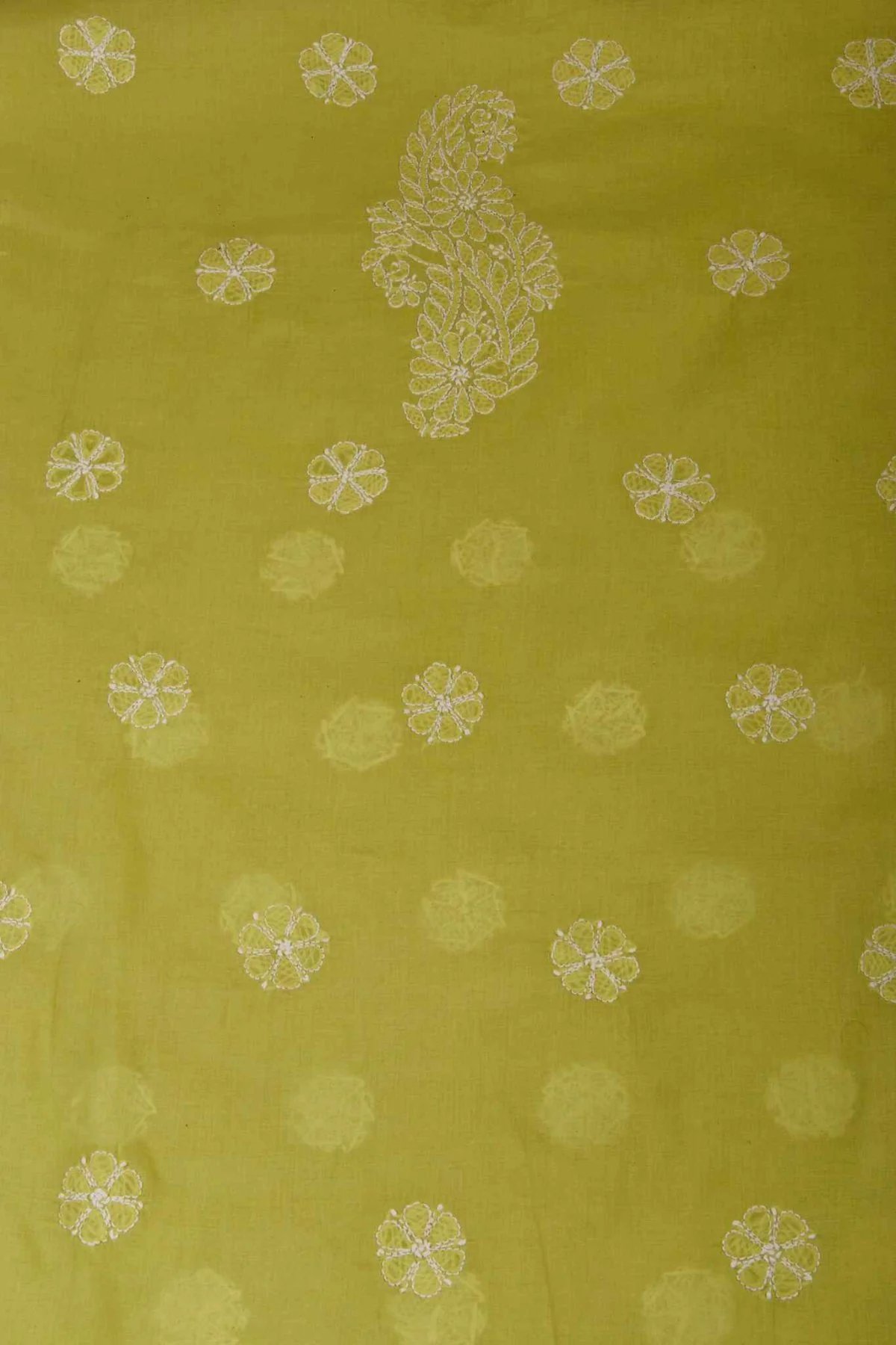 Arsh Handcrafted Parrot Green Cotton Unstitched Chikankari Front Jaal 3pc Suit - Image 3