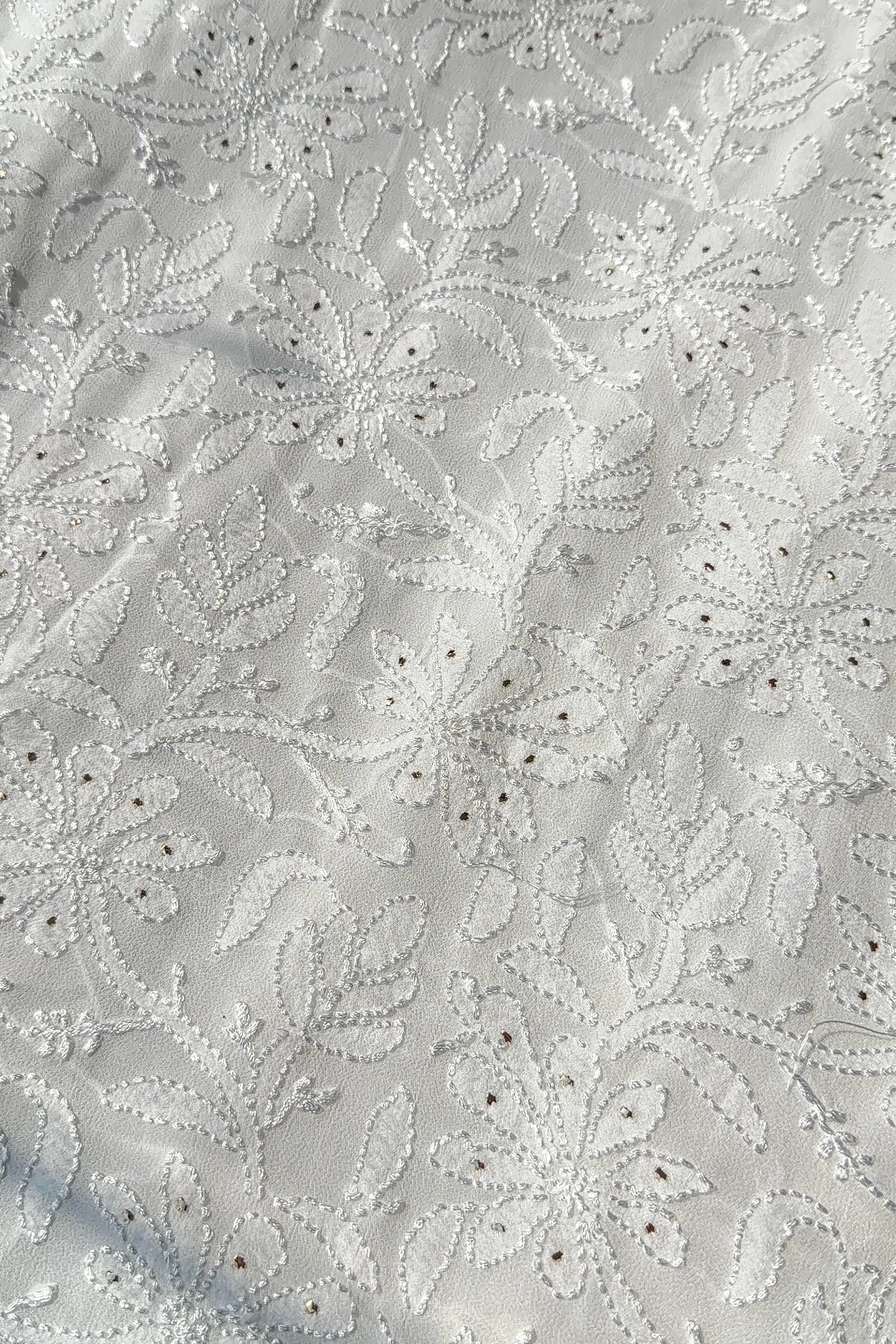 Arsh Handcrafted Parsi Neck Pure Georgette Unstitched Chikankari 3pc Suit - Image 5