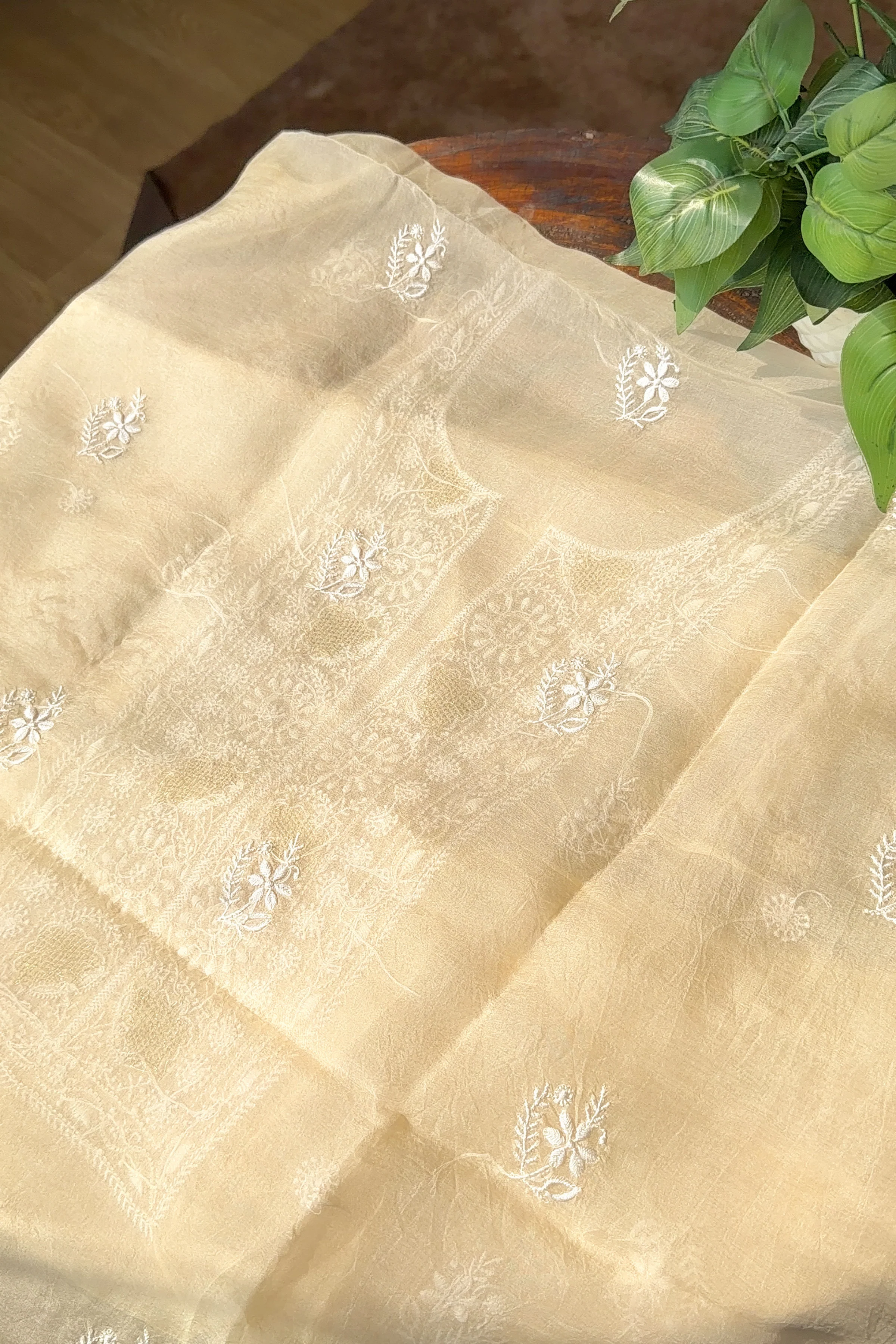 Arsh Handcrafted Pastel Mango Pure Organza Kurta and Dupatta set - Image 4