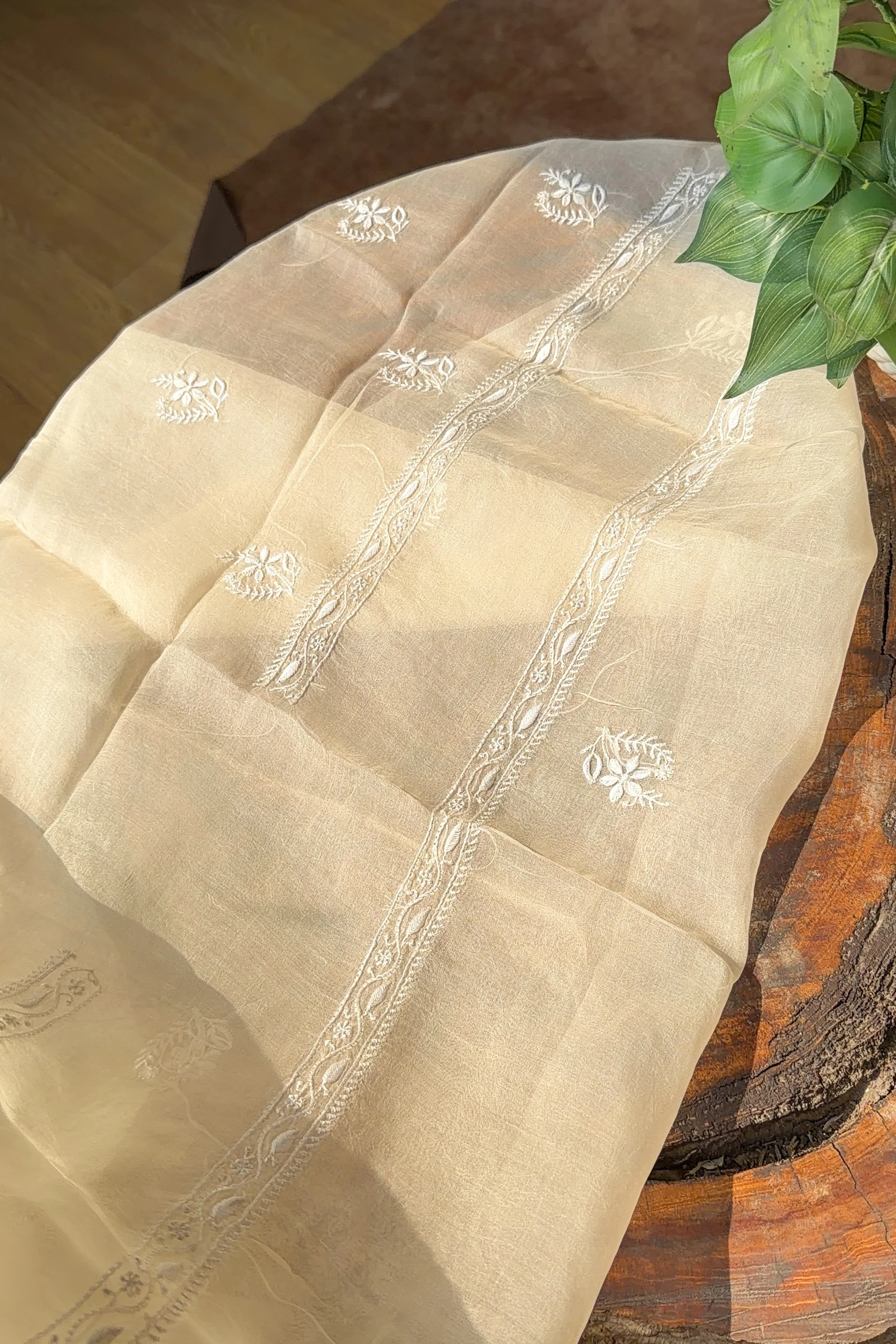 Arsh Handcrafted Pastel Mango Pure Organza Kurta and Dupatta set - Image 5