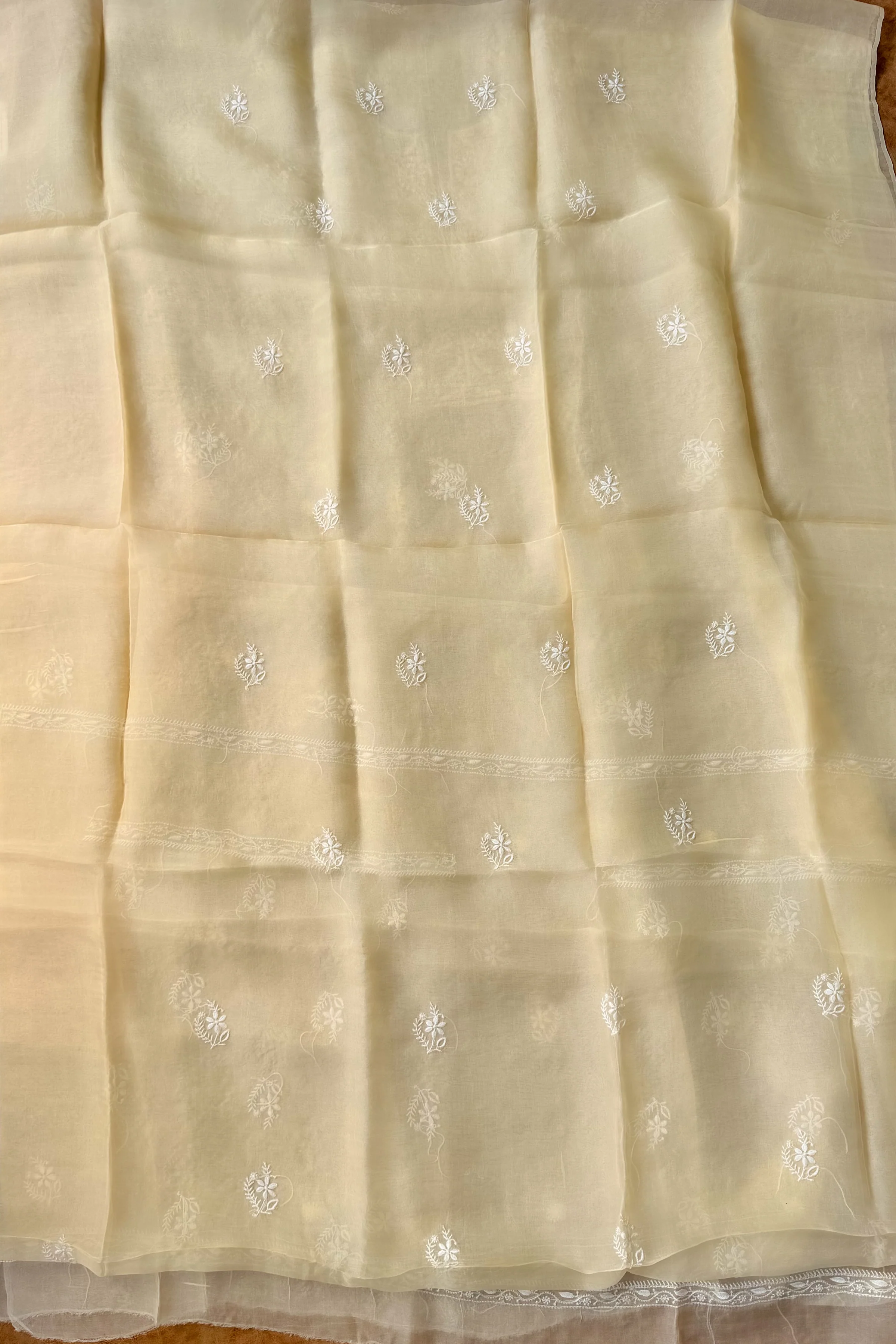 Arsh Handcrafted Pastel Mango Pure Organza Kurta and Dupatta set - Image 9