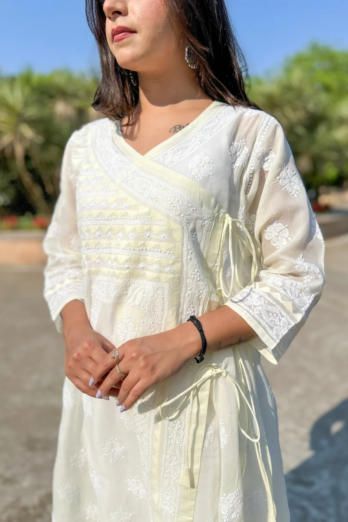 Arsh Handcrafted Pure Cotton Chikan Angarkha - Image 3