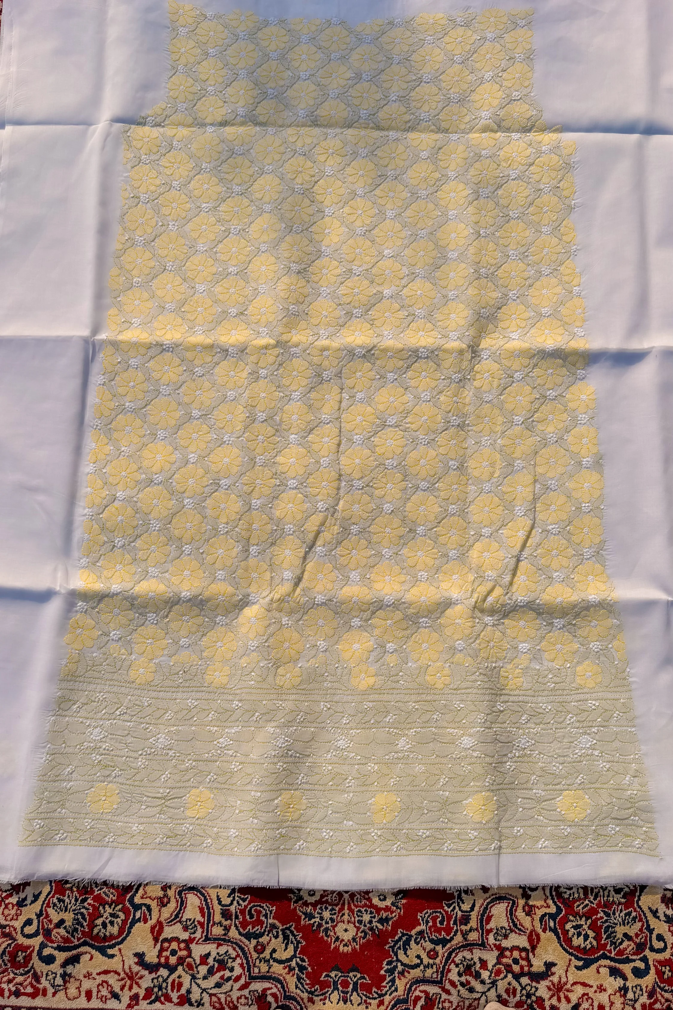 Arsh HandCrafted Pure Cotton Unstitched Chikan Suit Set - Image 2