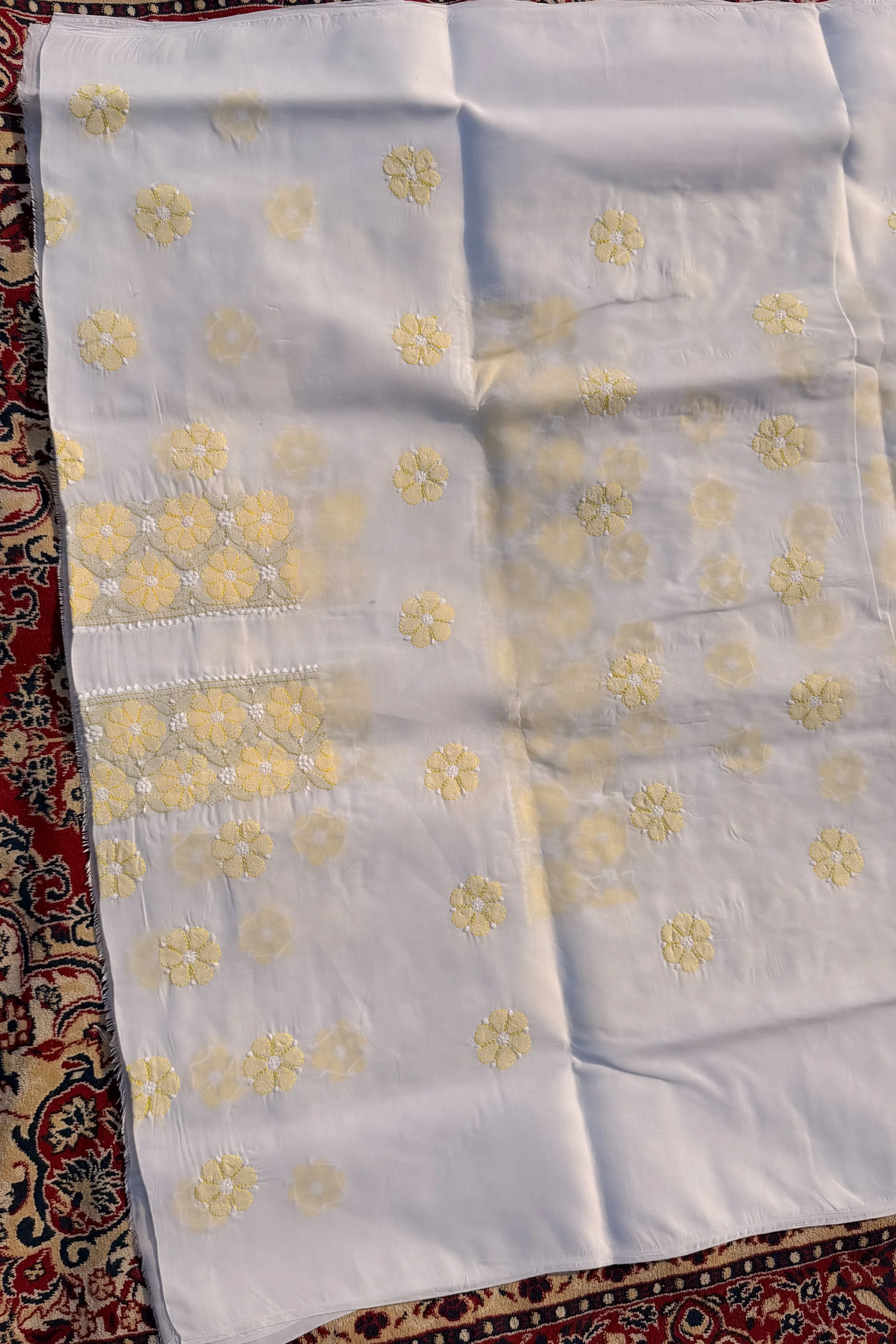 Arsh HandCrafted Pure Cotton Unstitched Chikan Suit Set - Image 4