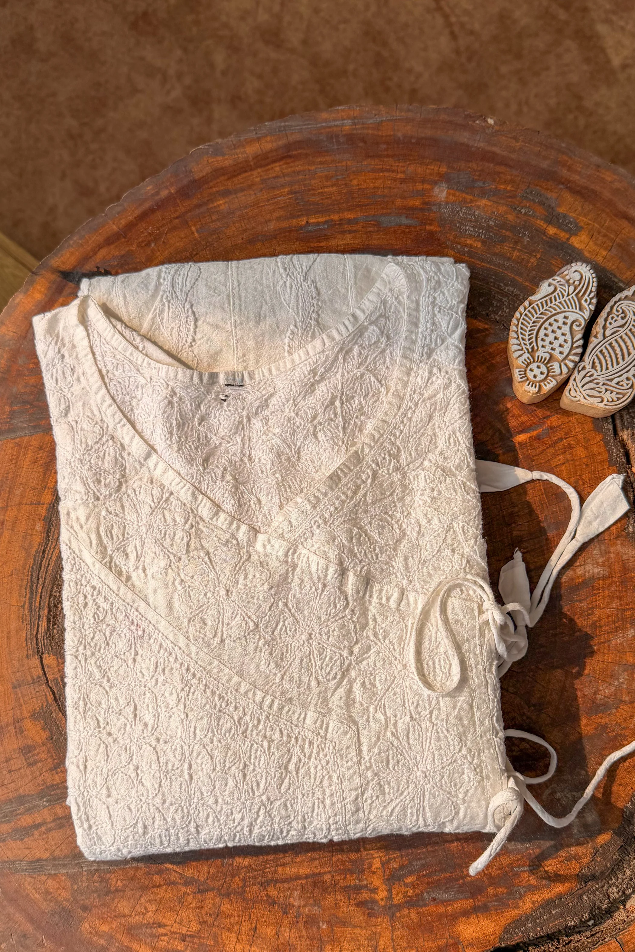 Arsh Handcrafted Pure Chanderi Chikan Kalidar Angarkha - Image 2