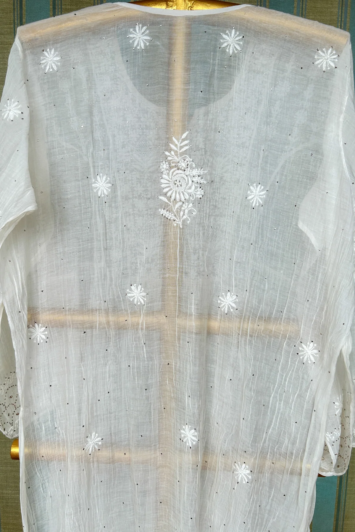 Arsh Handcrafted Pure Mul Chanderi Kurti and Dupatta Semi Stitched Set - Image 5