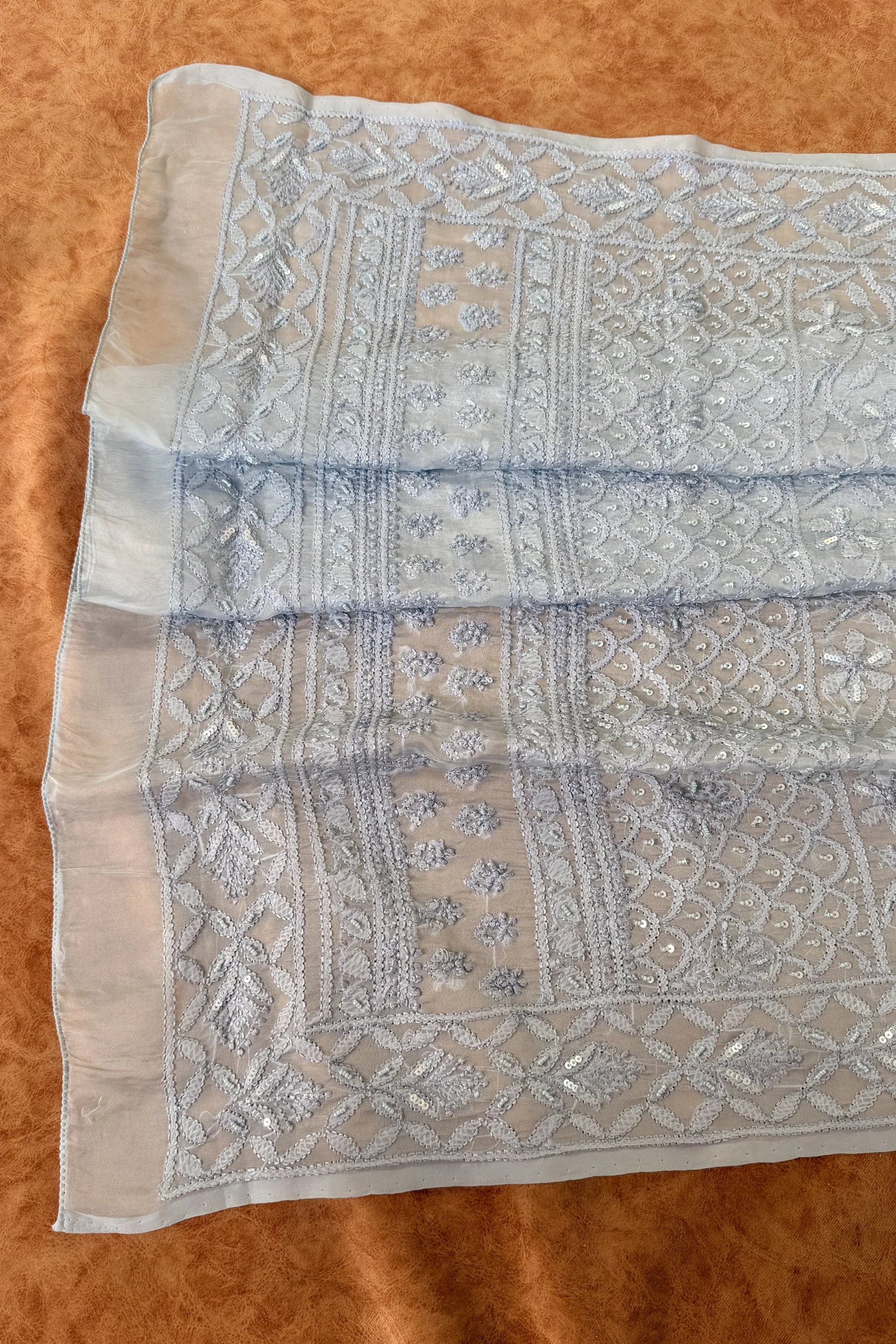 Arsh Handcrafted Organza Chikankari Fancy Saree - Image 5