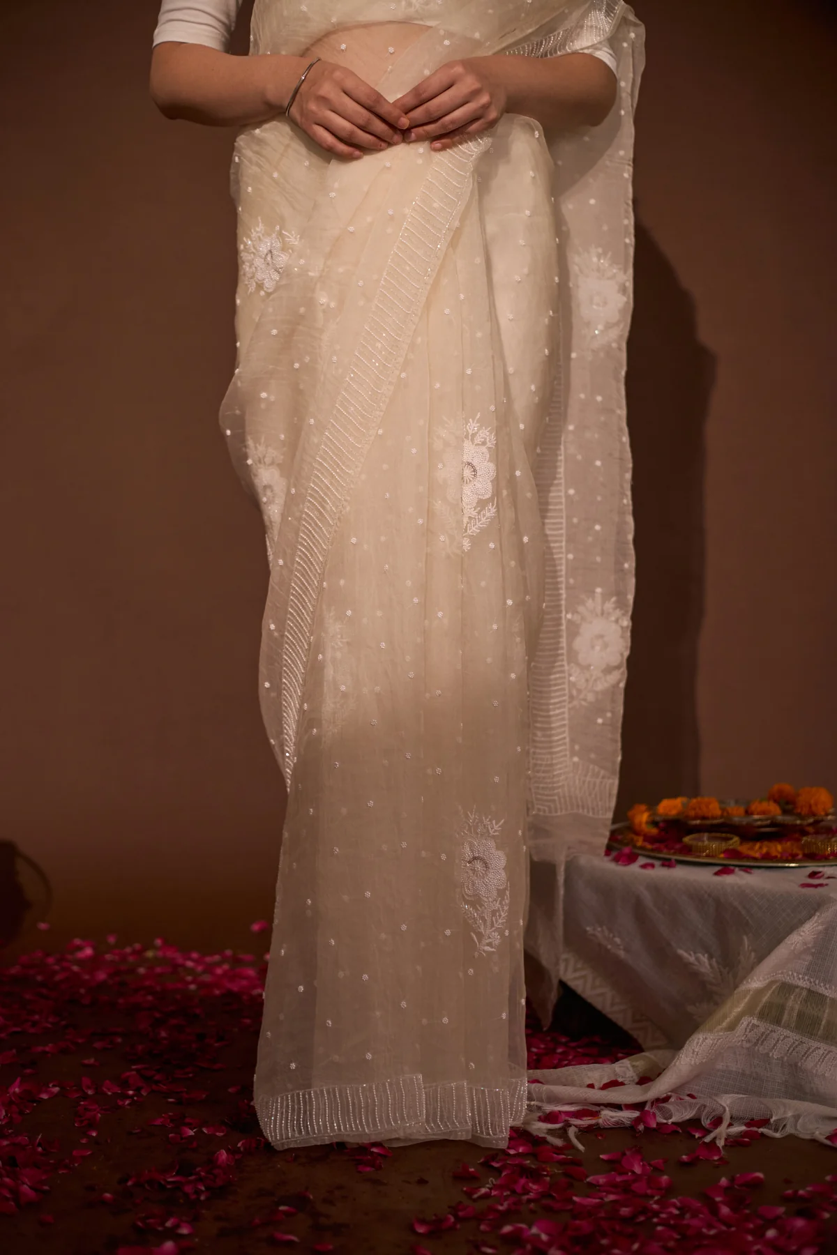 Arsh Handcrafted Pure Organza Chikankari Saree - Image 4