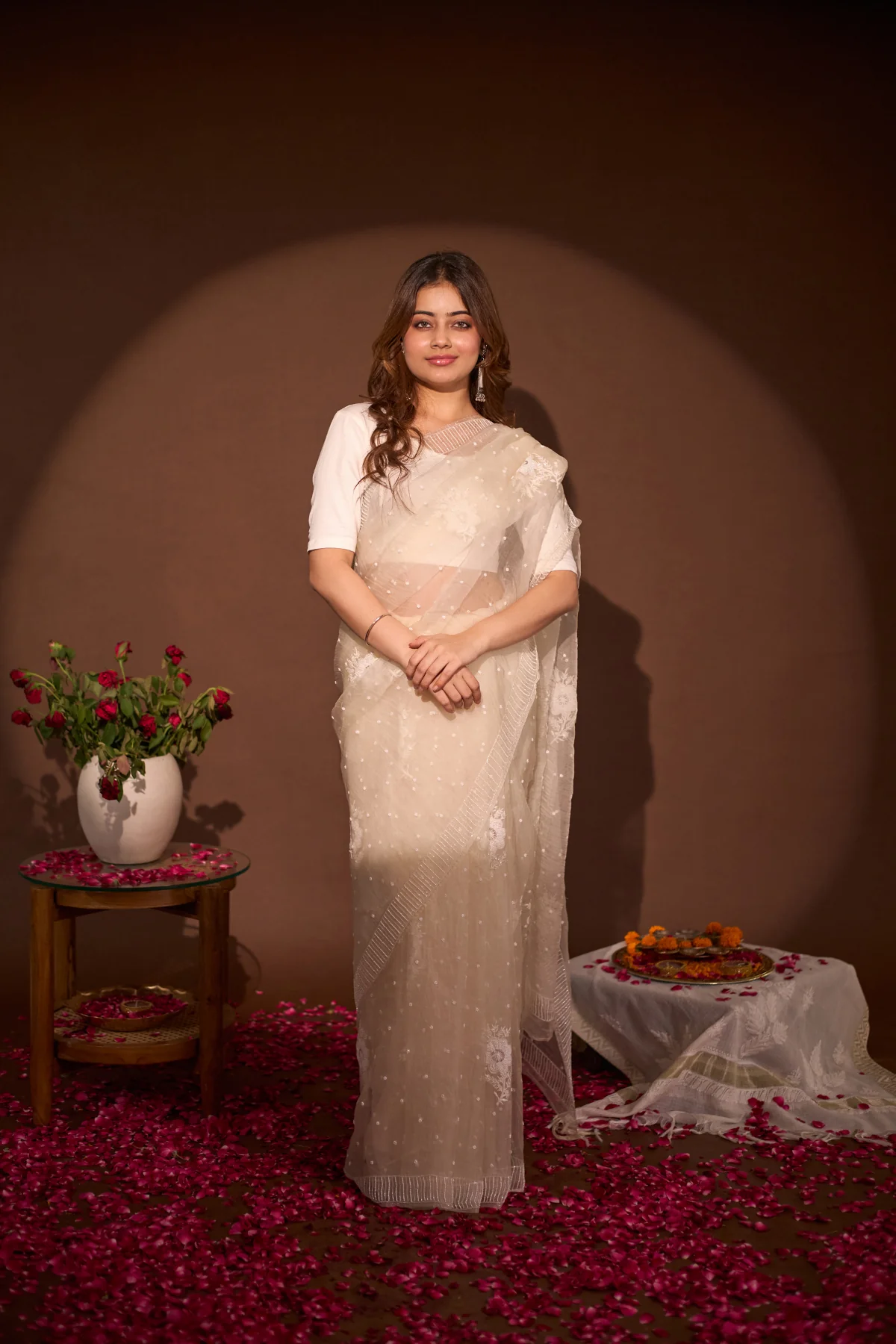 Arsh Handcrafted Pure Organza Chikankari Saree - Image 5