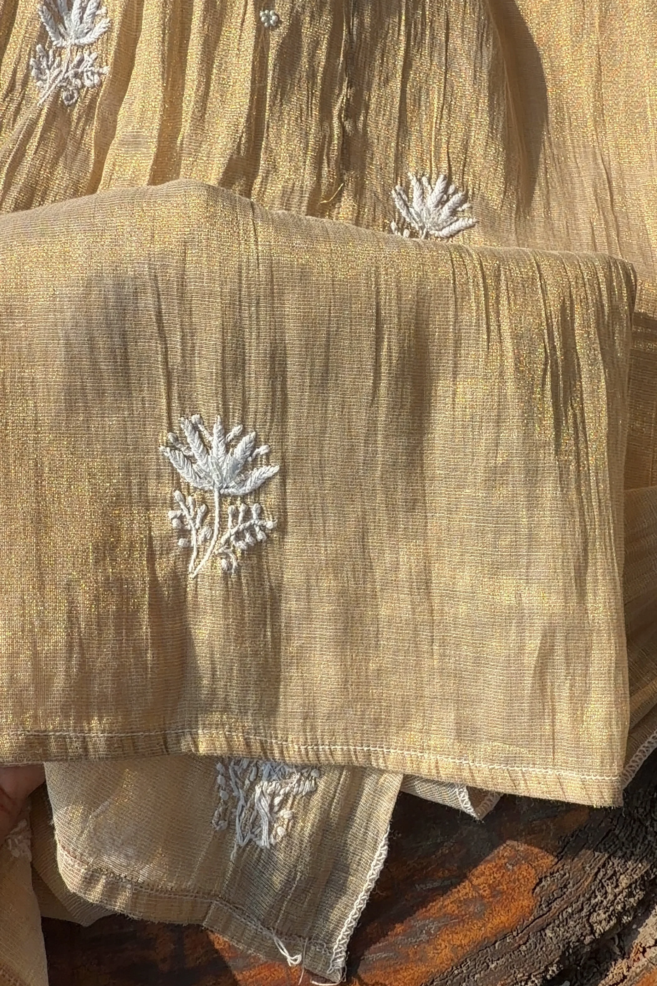 Arsh Handcrafted Mul Chanderi Kurti and Dupatta Semi Stitched Set - Image 7