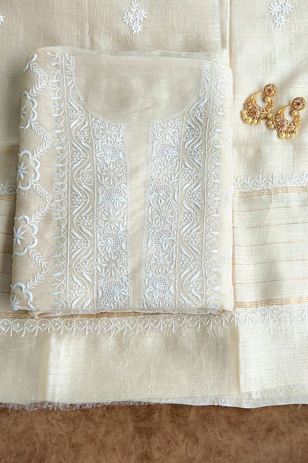 Arsh Handcrafted Pure Moonga Silk Kurti and Dupatta set. - Image 3