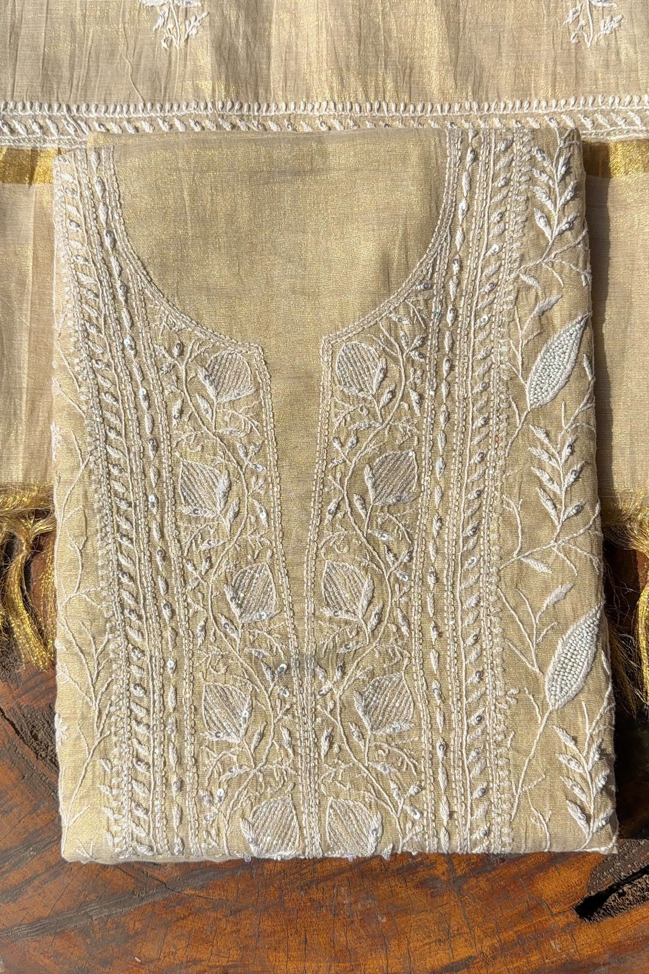 Arsh Handcrafted Pure Tissue Kurti and Dupatta set. - Image 2