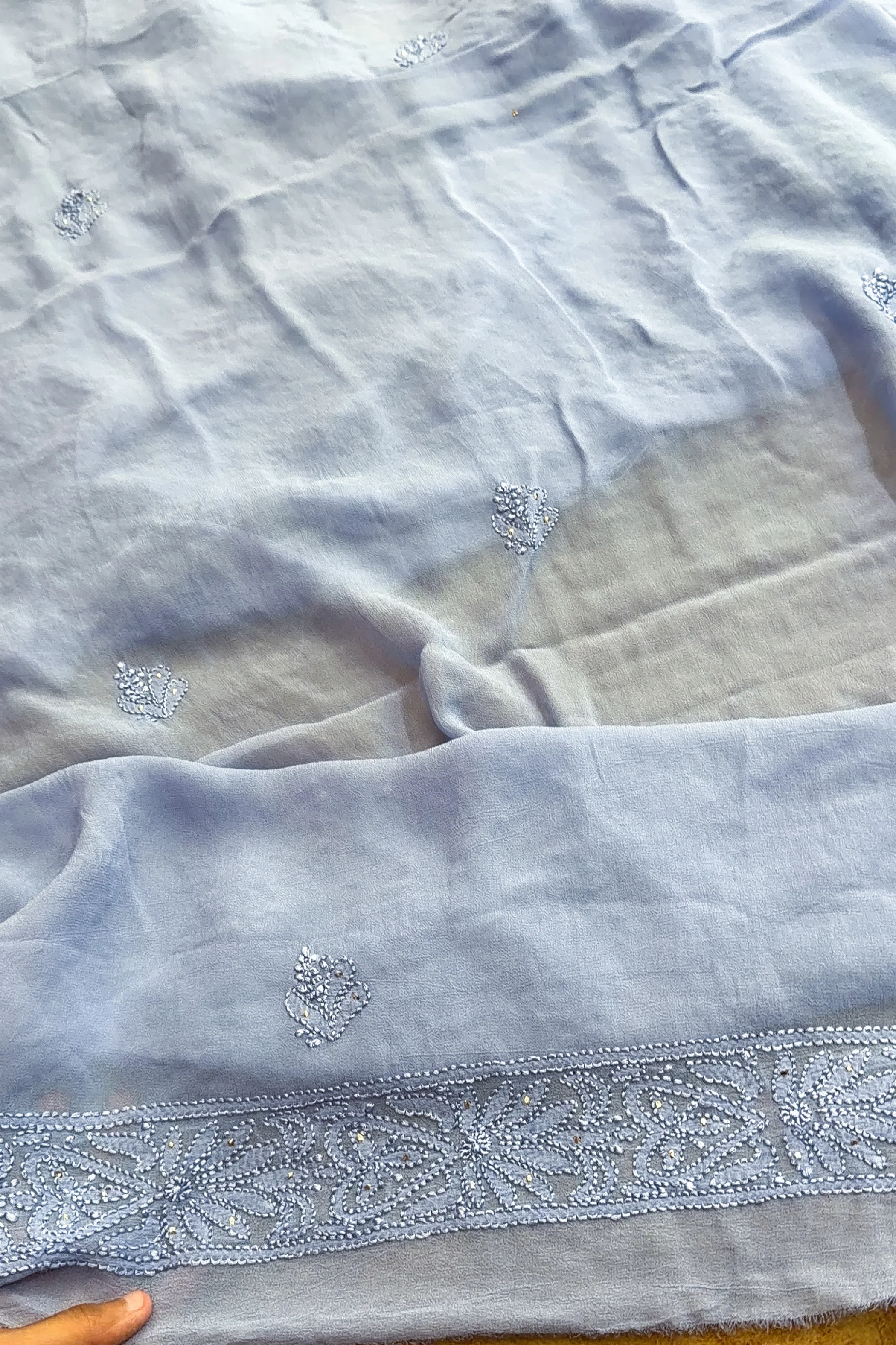 Arsh Handcrafted Pure Viscose Georgette Unstitched Chikankari 2pc Suit Set - Image 4
