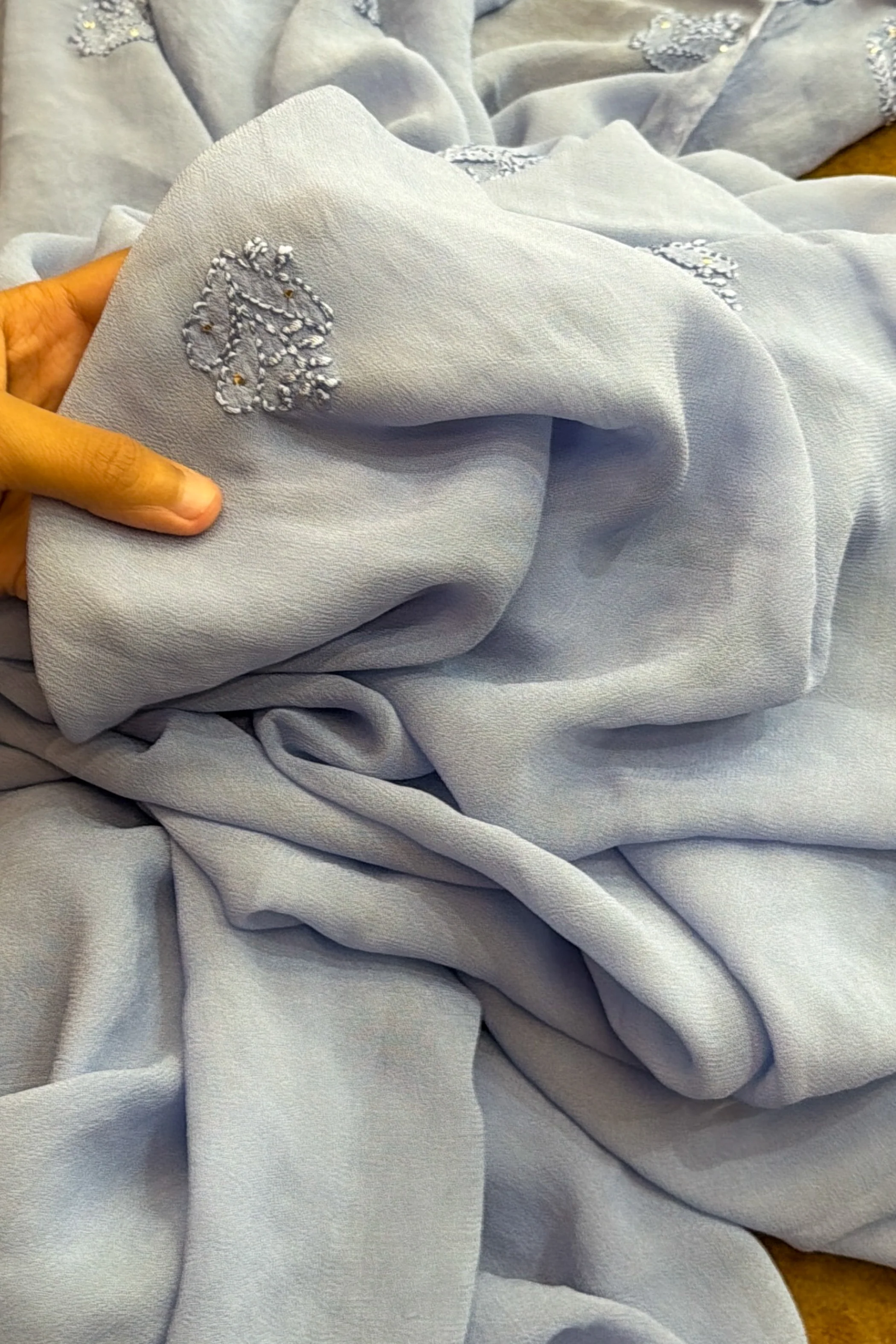 Arsh Handcrafted Pure Viscose Georgette Unstitched Chikankari 2pc Suit Set - Image 5