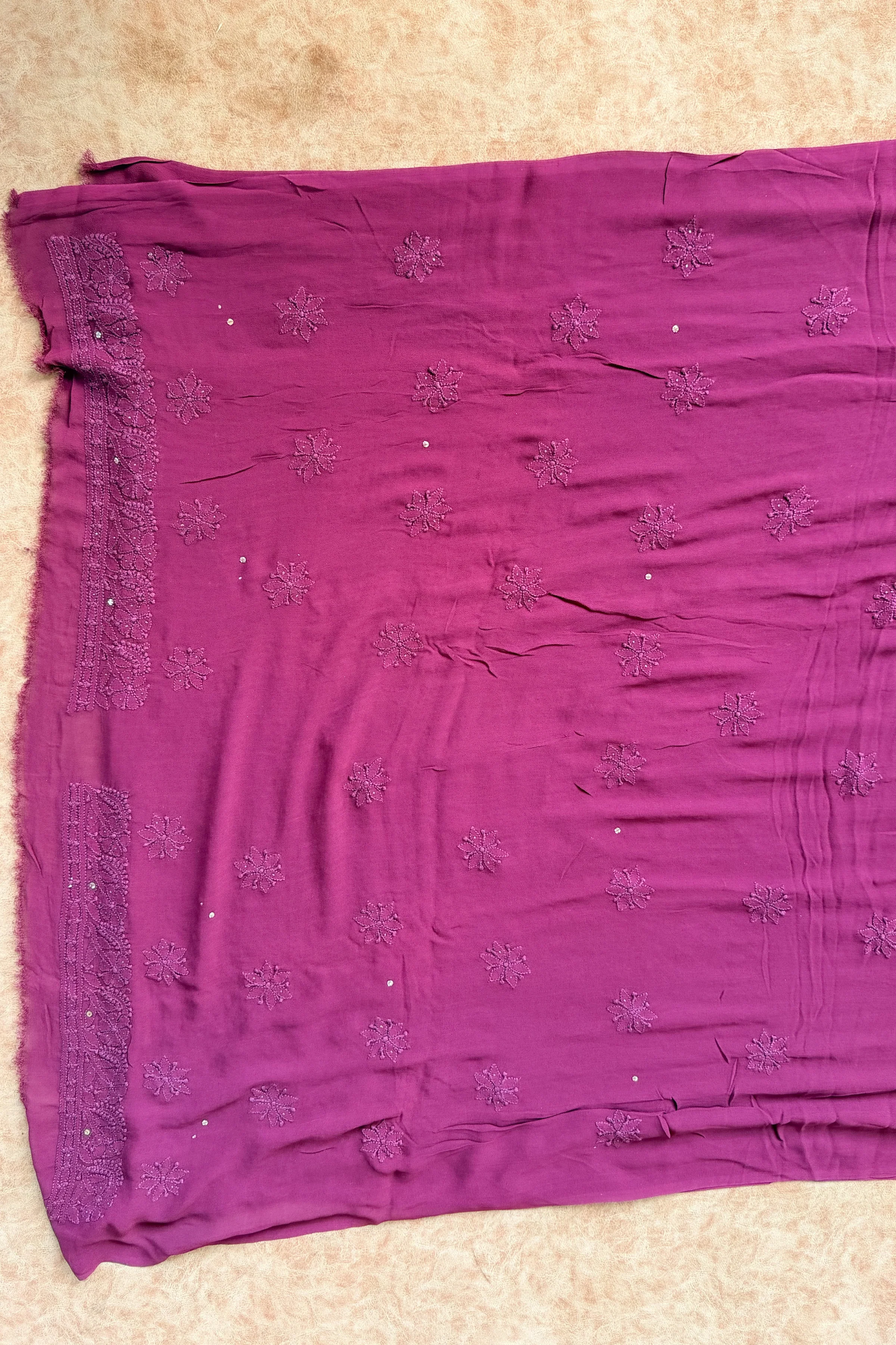 Arsh Handcrafted Pure Viscose Georgette Unstitched Chikankari Kurti Piece - Image 10