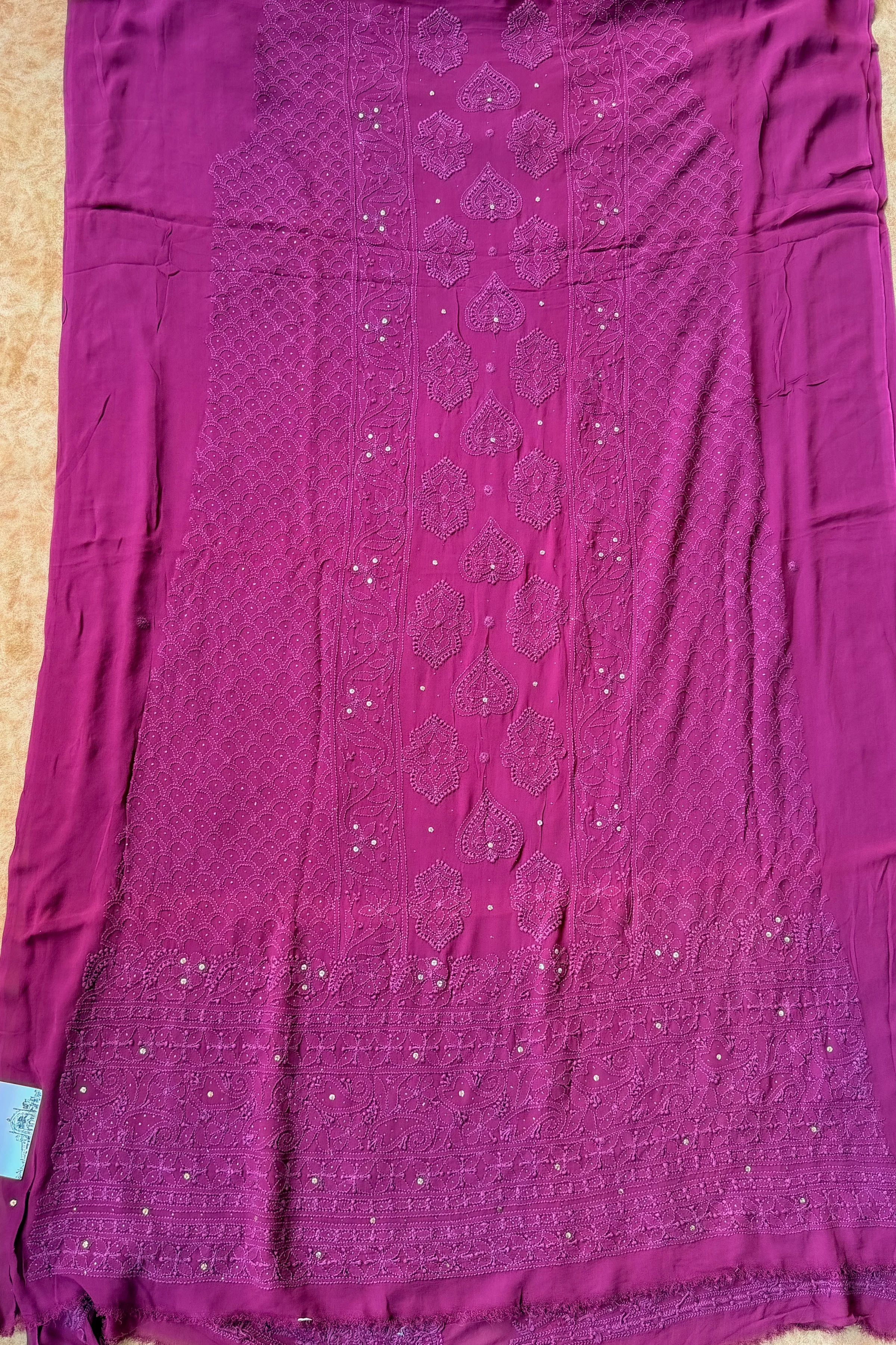 Arsh Handcrafted Pure Viscose Georgette Unstitched Chikankari Kurti Piece - Image 7