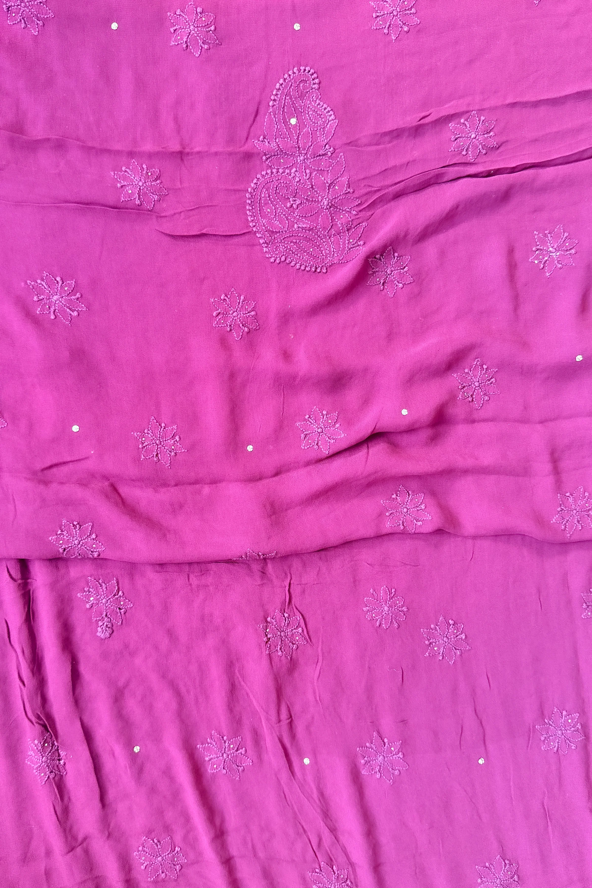 Arsh Handcrafted Pure Viscose Georgette Unstitched Chikankari Kurti Piece - Image 9