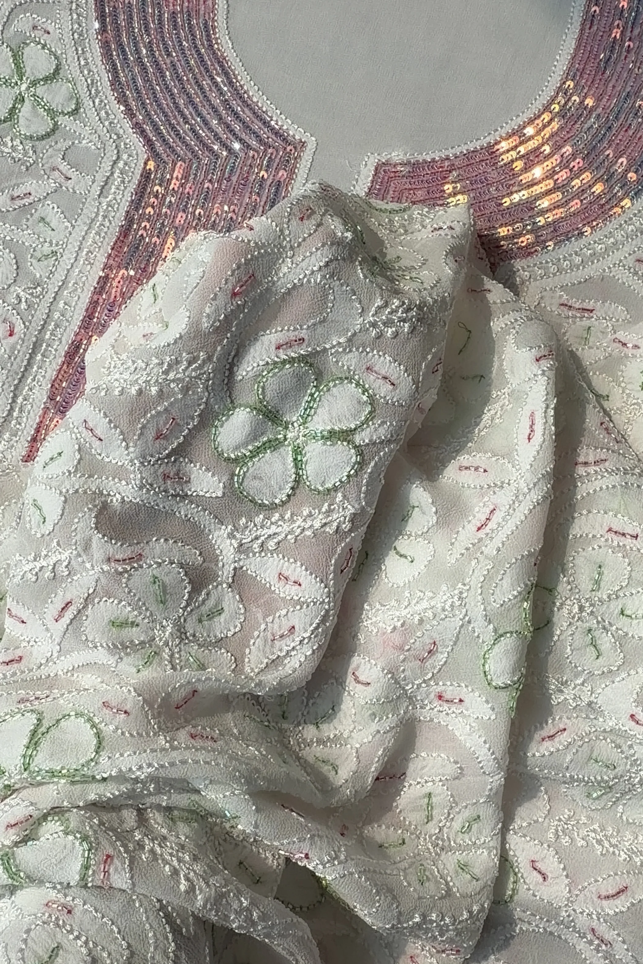 Arsh Handcrafted Pure Viscose Georgette Unstitched Chikankari 3pc Suit Set - Image 3