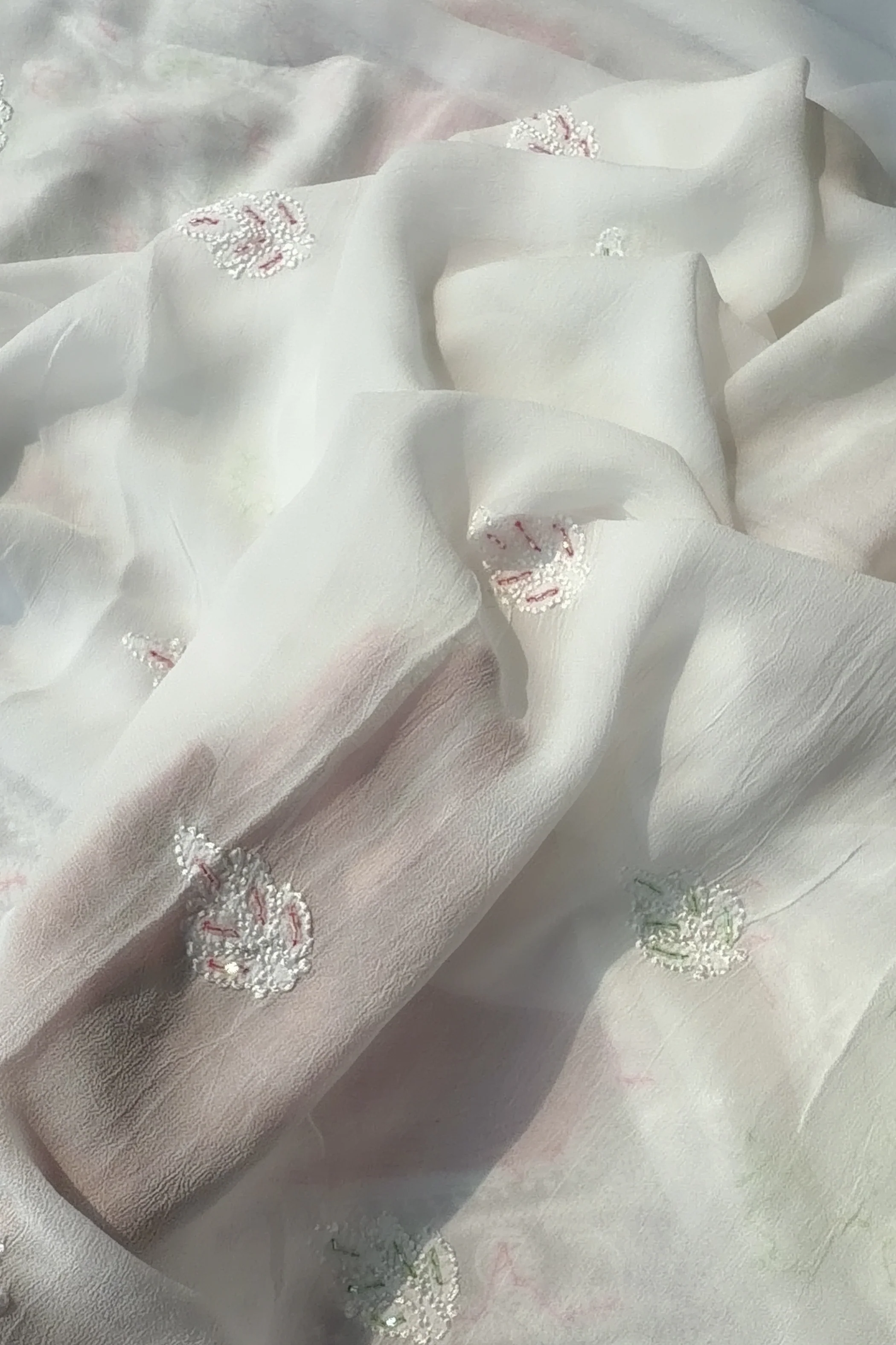 Arsh Handcrafted Pure Viscose Georgette Unstitched Chikankari 3pc Suit Set - Image 4