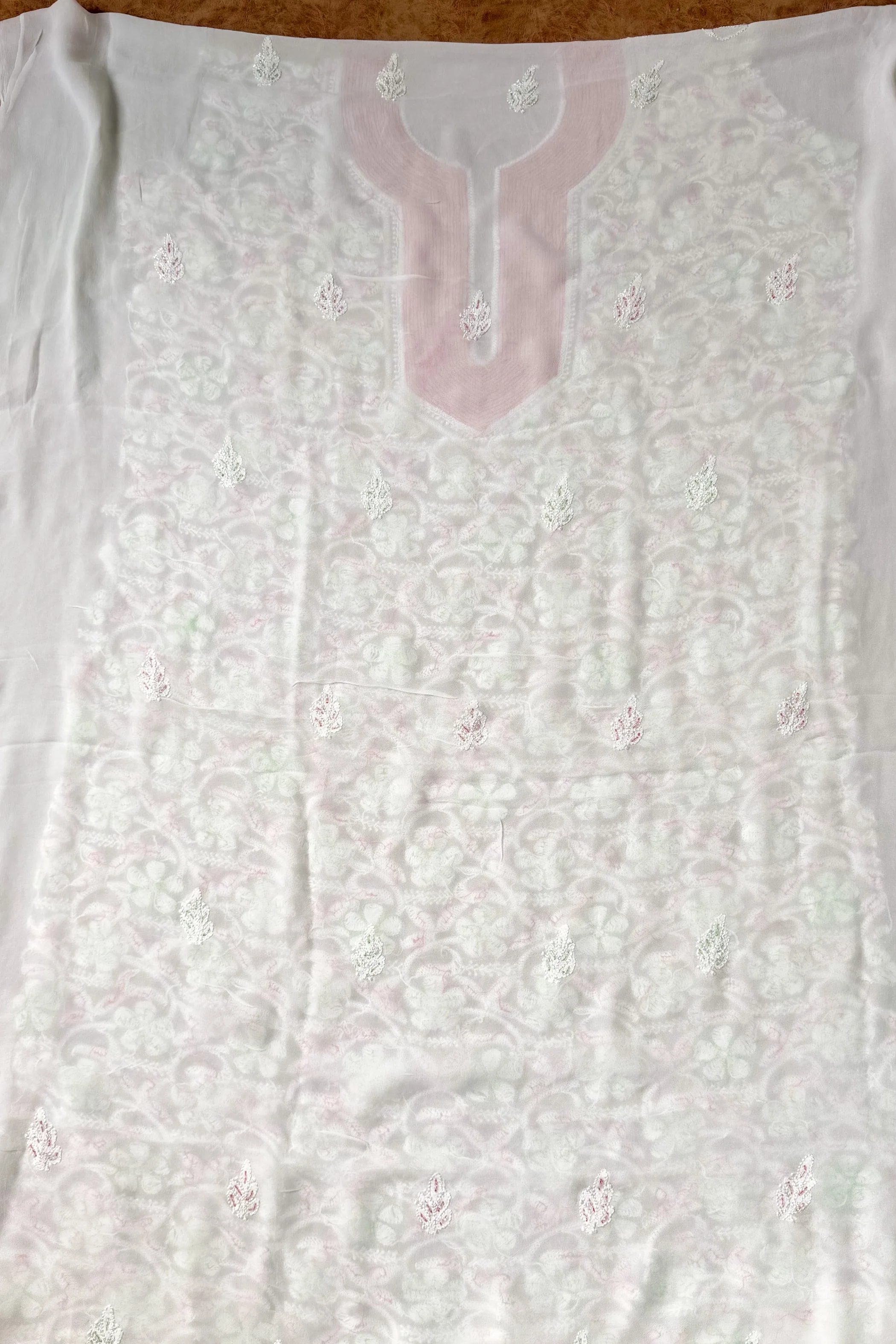 Arsh Handcrafted Pure Viscose Georgette Unstitched Chikankari 3pc Suit Set - Image 7