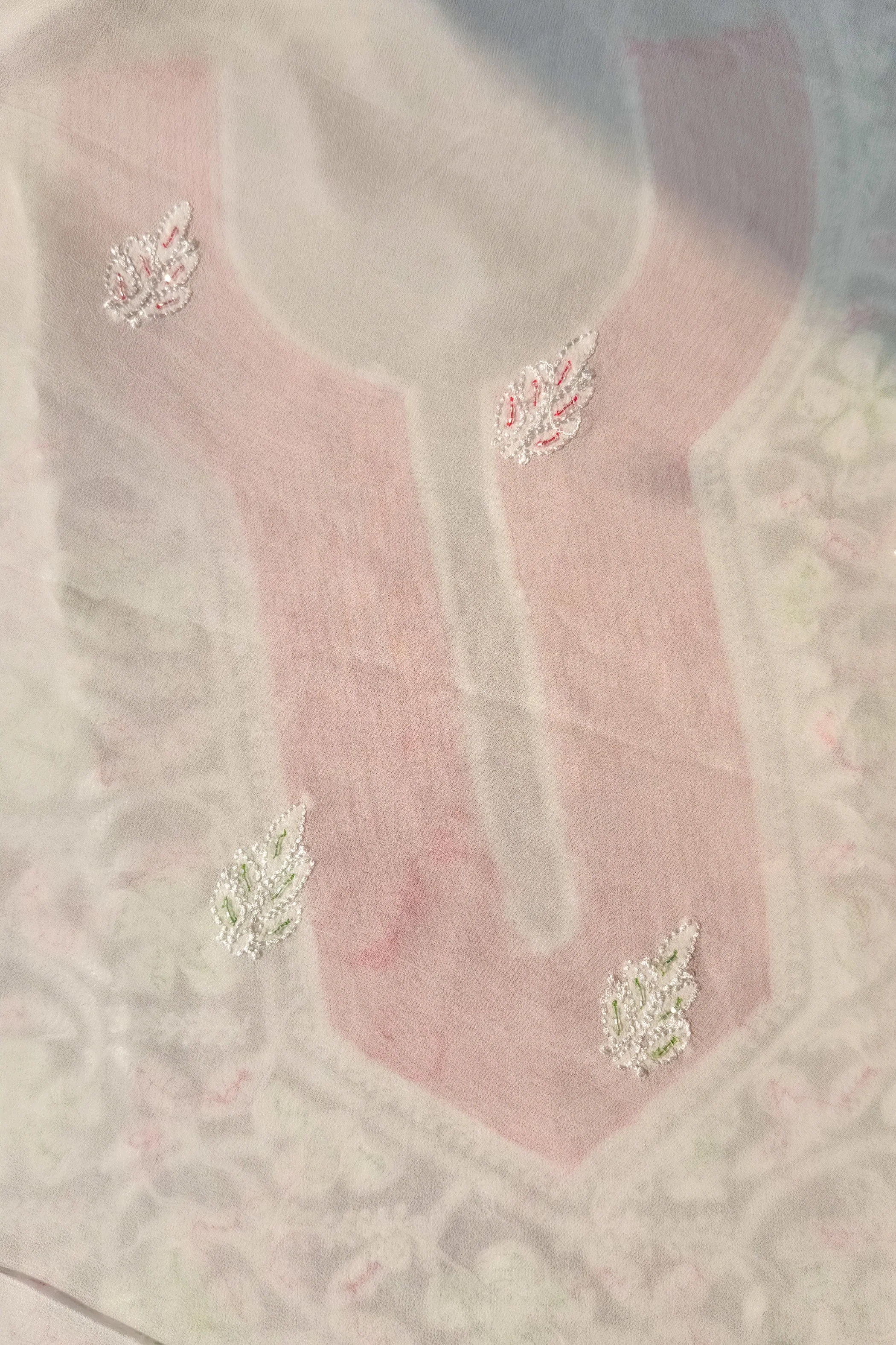 Arsh Handcrafted Pure Viscose Georgette Unstitched Chikankari 3pc Suit Set - Image 8