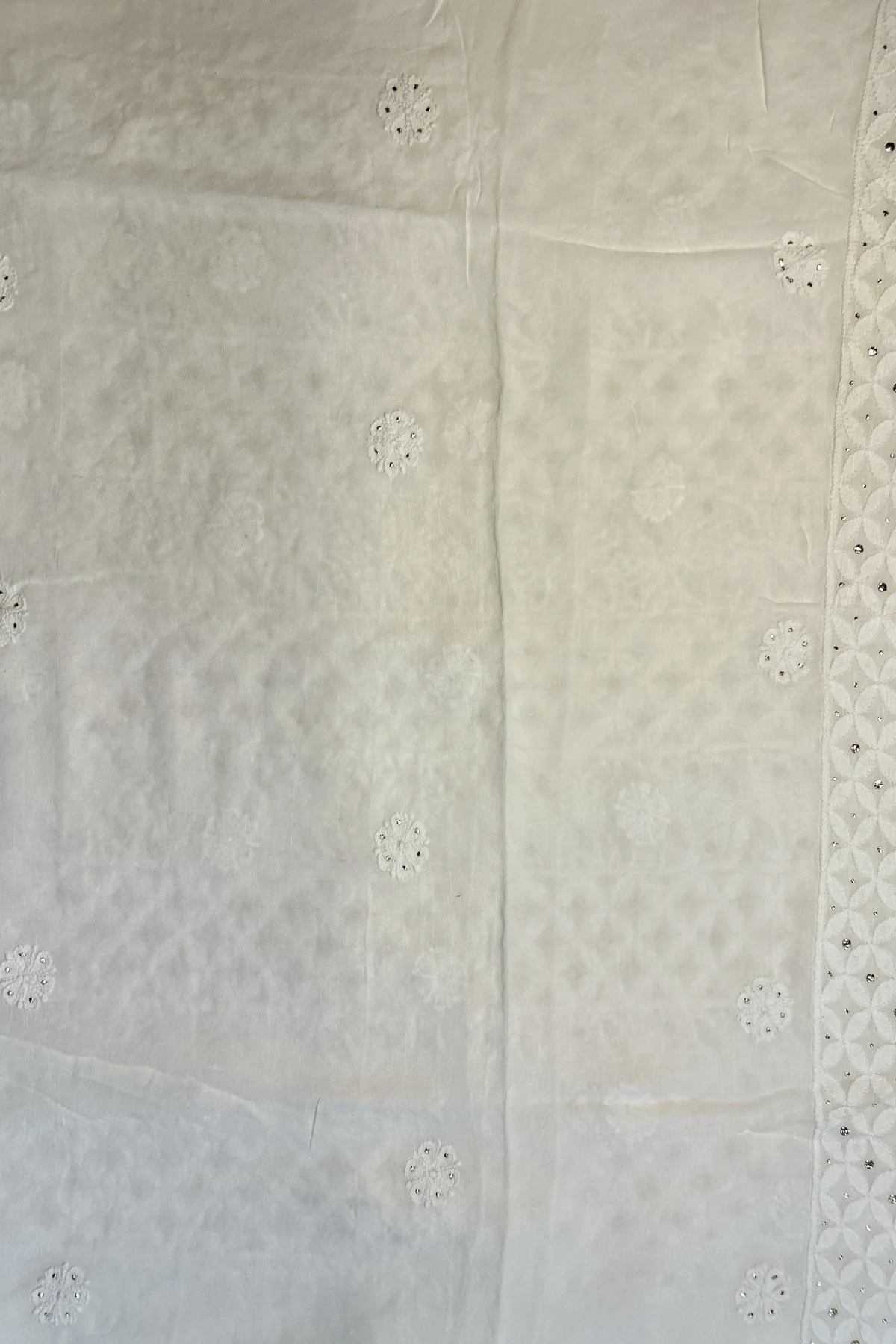 Arsh Handcrafted Pure Viscose Georgette white Unstitched Chikankari 3pc Suit Set - Image 4