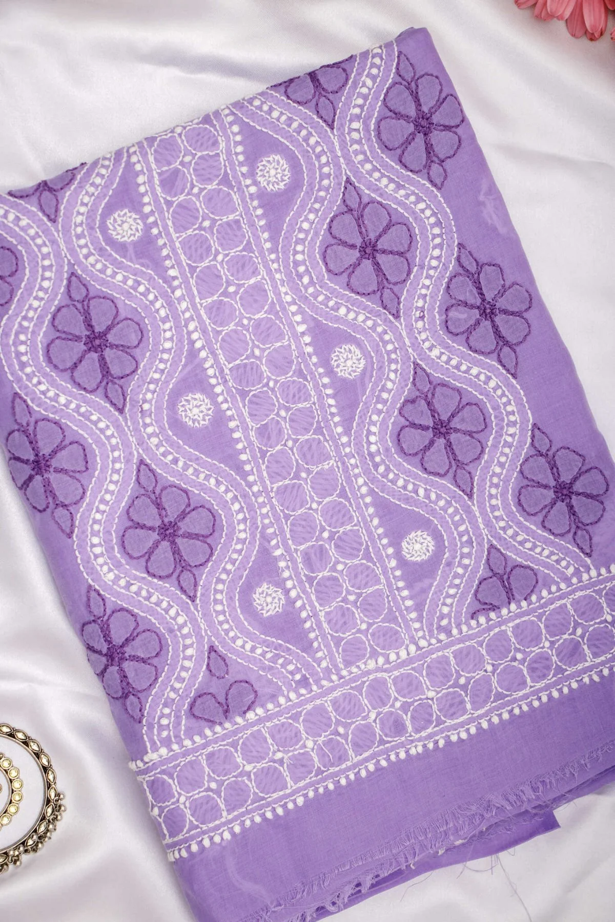 Arsh Handcrafted Purple Cotton Unstitched 3pc Suit Set