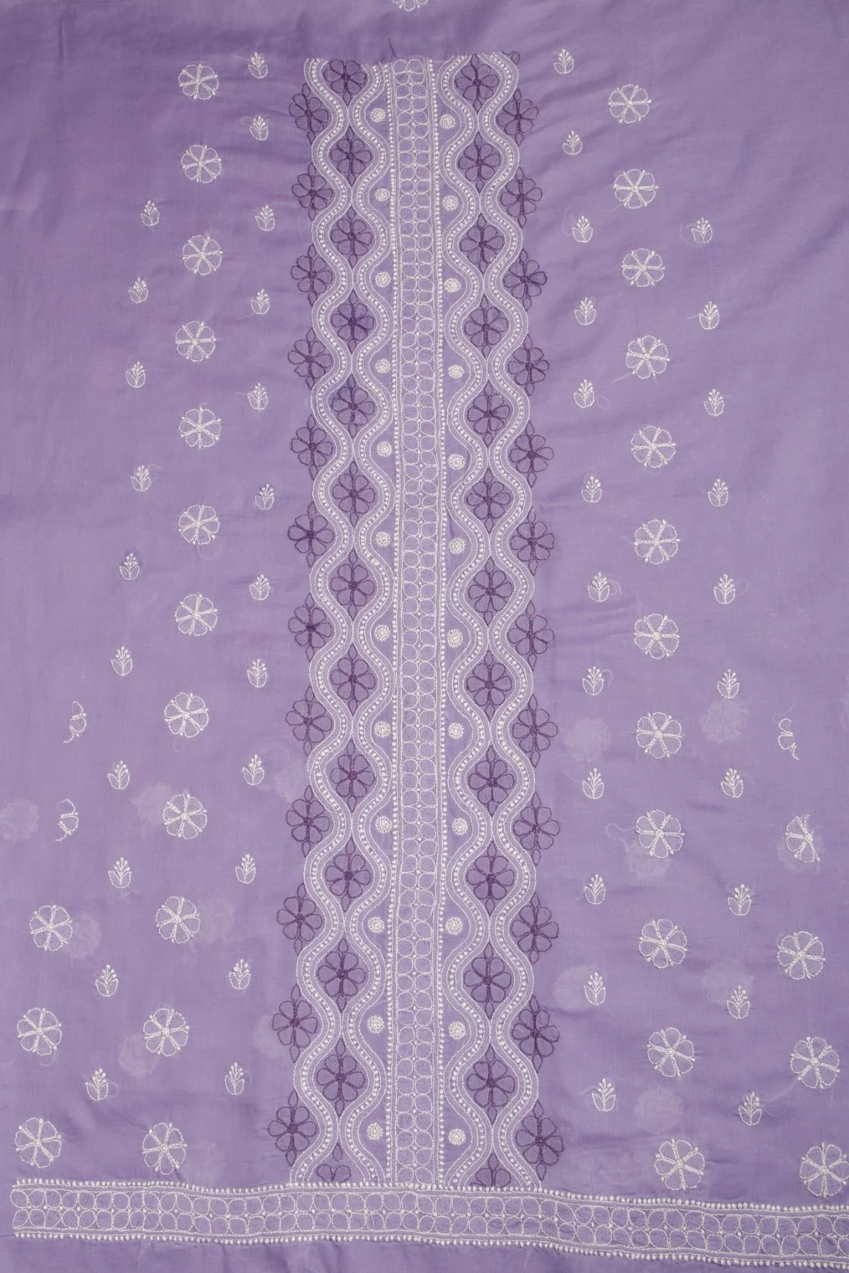 Arsh Handcrafted Purple Cotton Unstitched 3pc Suit Set - Image 4