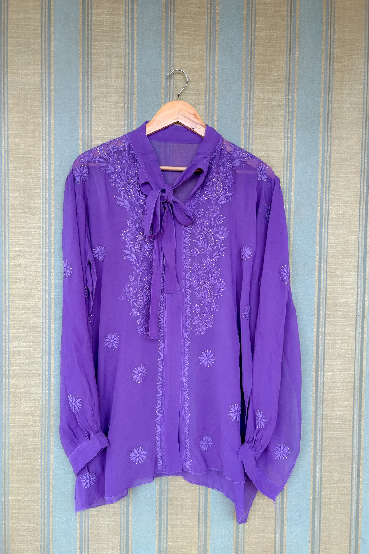 Arsh Handcrafted Pure Viscose Georgette Semi Stitched Top
