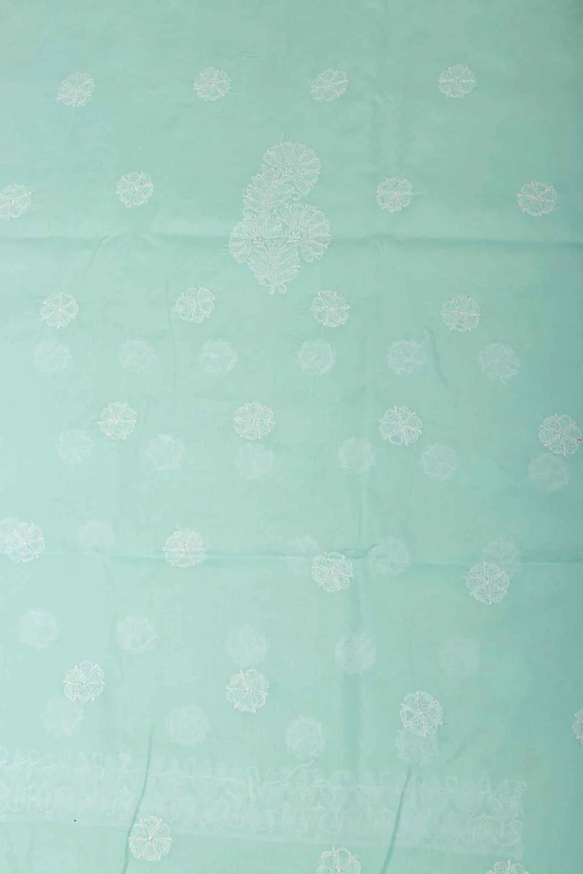 Arsh Handcrafted Sea Green Cotton Unstitched Chikankari Front Jaal 3pc Suit - Image 3