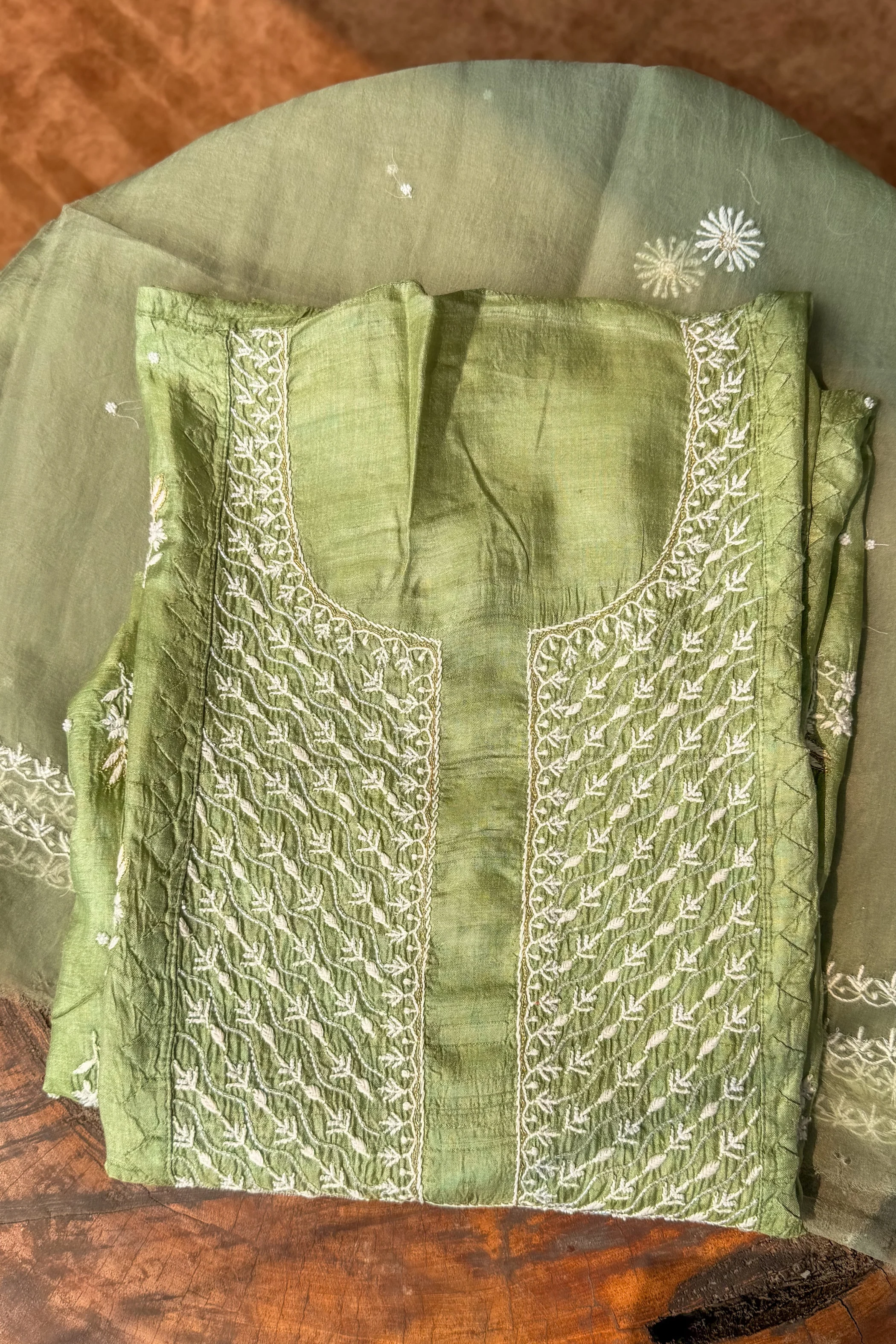 Arsh Handcrafted Pure Tusser Silk Kurti and Dupatta Set - Image 2