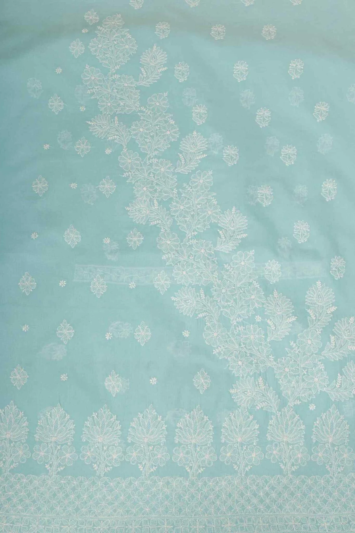 Arsh Handcrafted Sky Blue Cotton Unstitched Chikankari 3pc Suit Set - Image 3