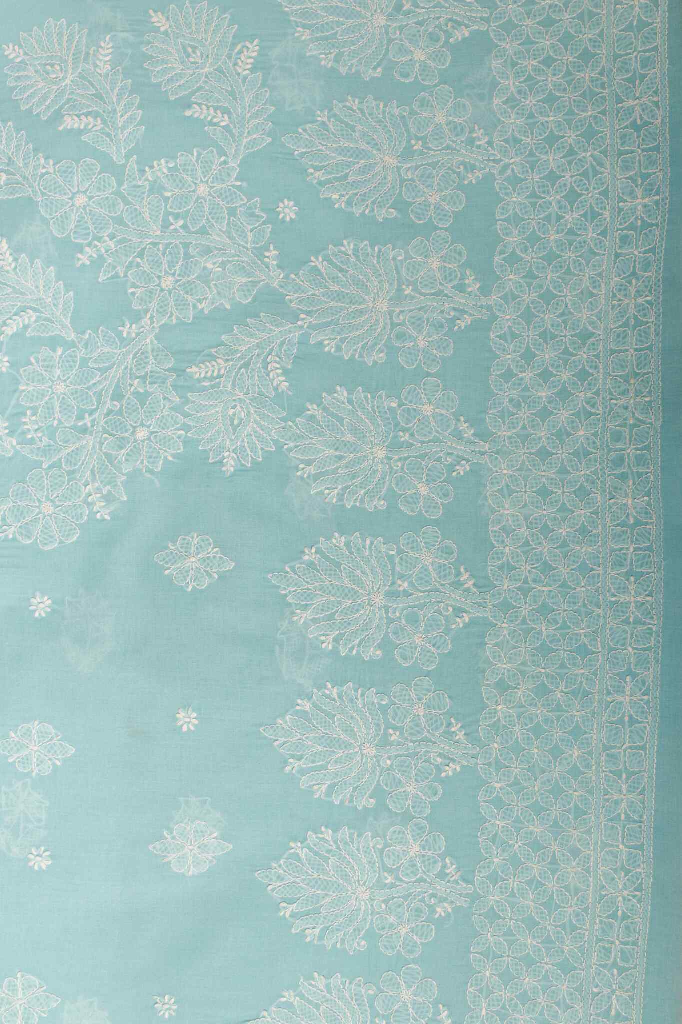 Arsh Handcrafted Sky Blue Cotton Unstitched Chikankari 3pc Suit Set - Image 4
