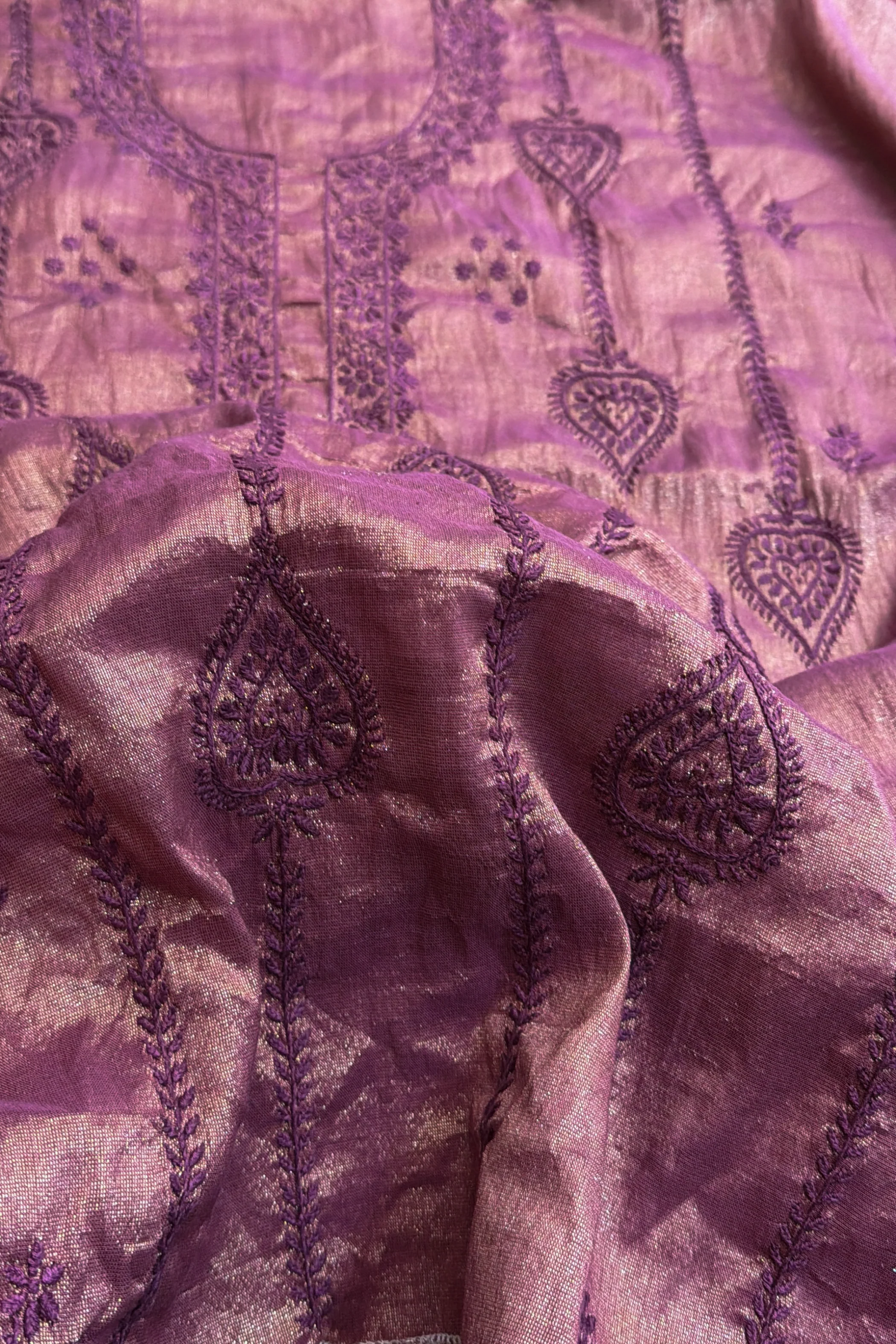 Arsh Handcrafted Pure Tissue Kurti and Dupatta Chikankari Set - Image 3