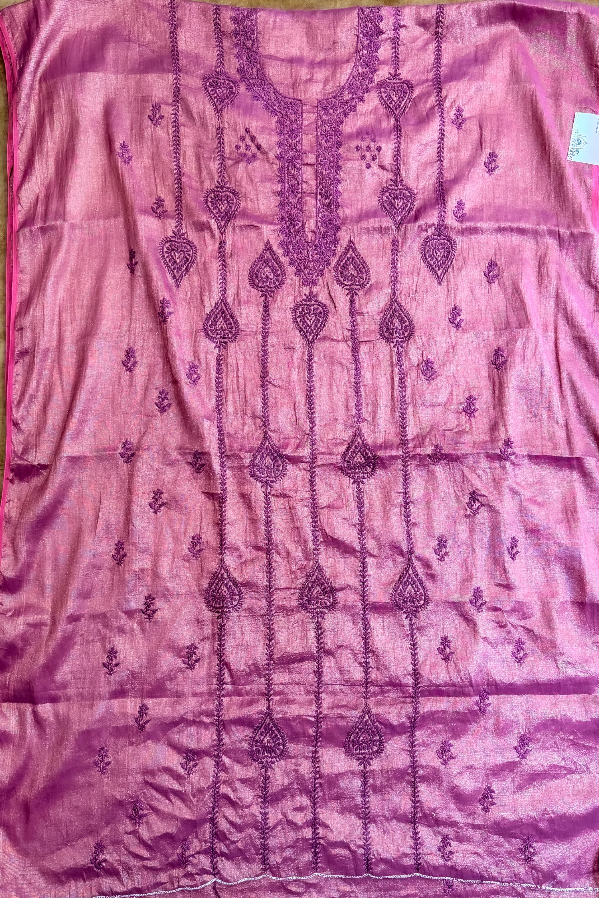 Arsh Handcrafted Pure Tissue Kurti and Dupatta Chikankari Set - Image 5