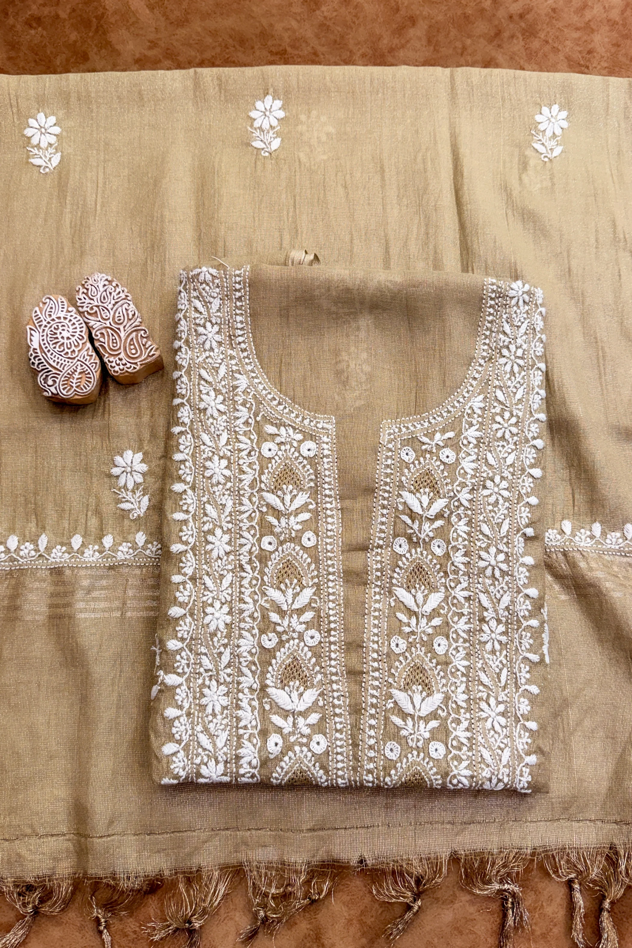 Arsh Handcrafted Pure Tissue Kurti and Dupatta Set - Image 8