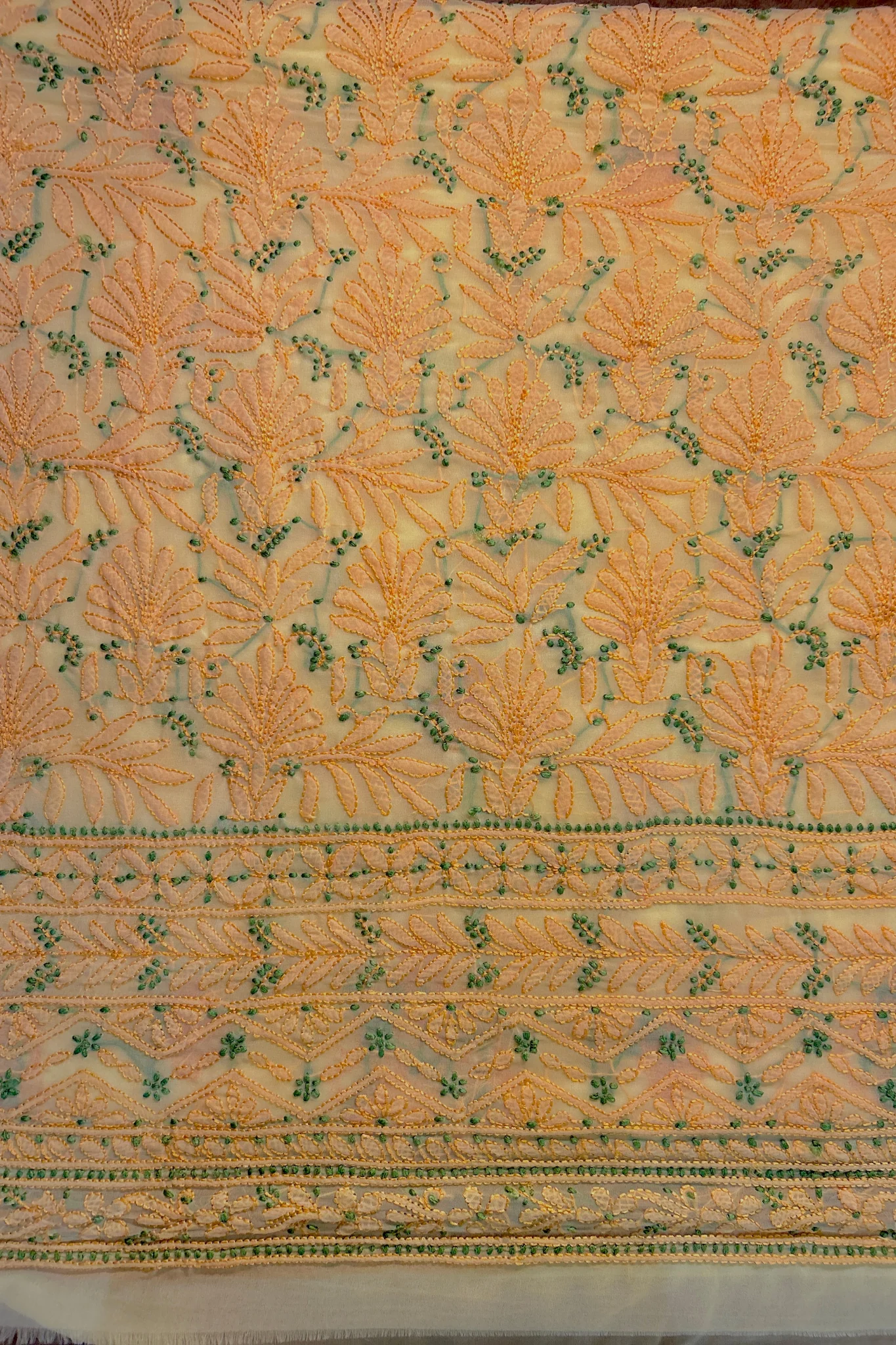 Arsh Handcrafted Yellow Georgette Unstitched Chikankari Suit Set - Image 4