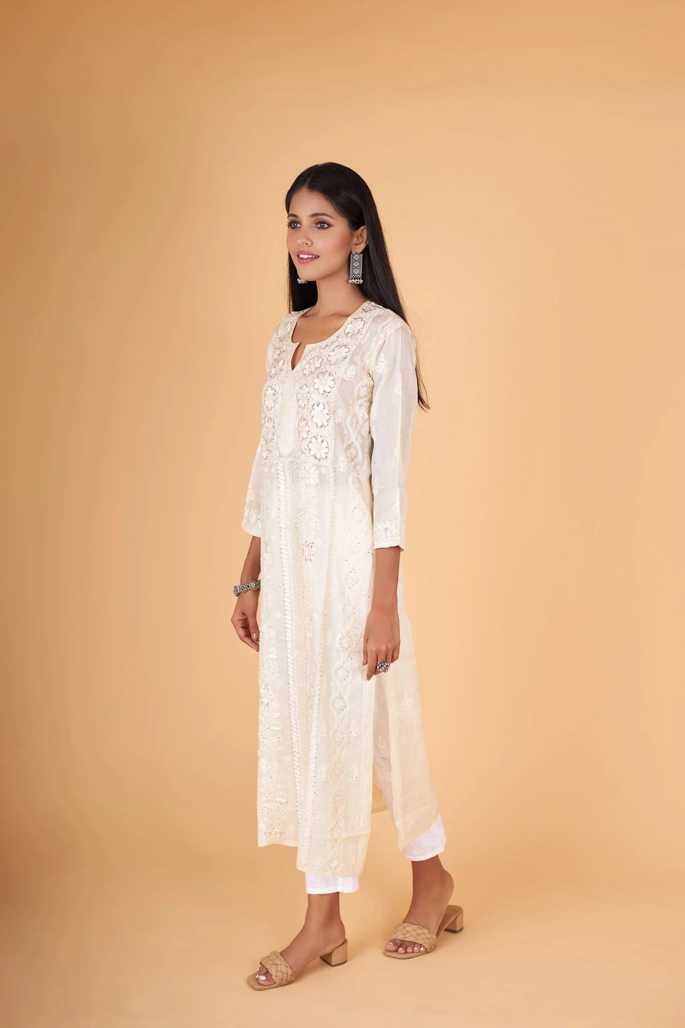 Arsh Handcrafted Front Jaal Fancy Pure Silk Kurti - Image 3