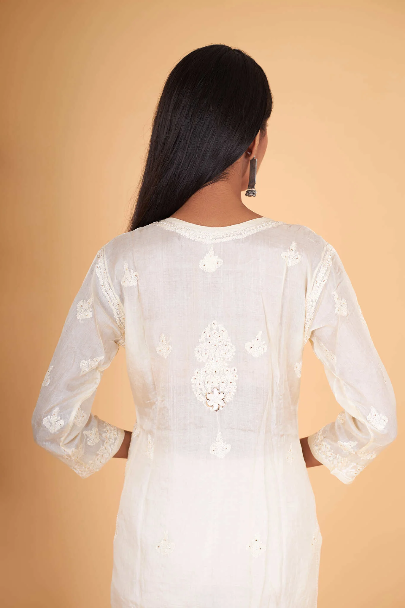 Arsh Handcrafted Front Jaal Fancy Pure Silk Kurti - Image 4