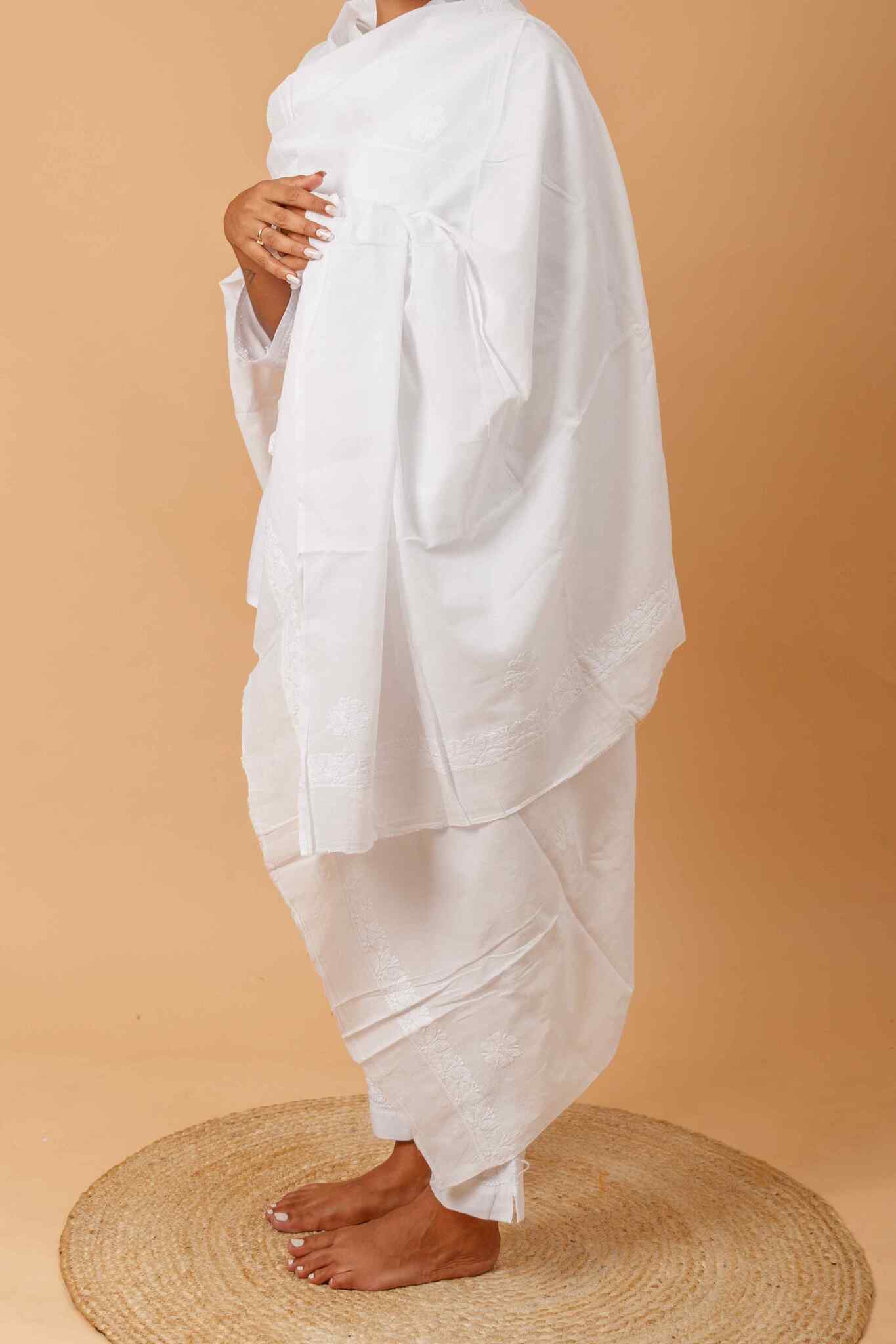 Arsh Handcrafted Pure MulMul Cotton Chikankari Dupatta - Image 2