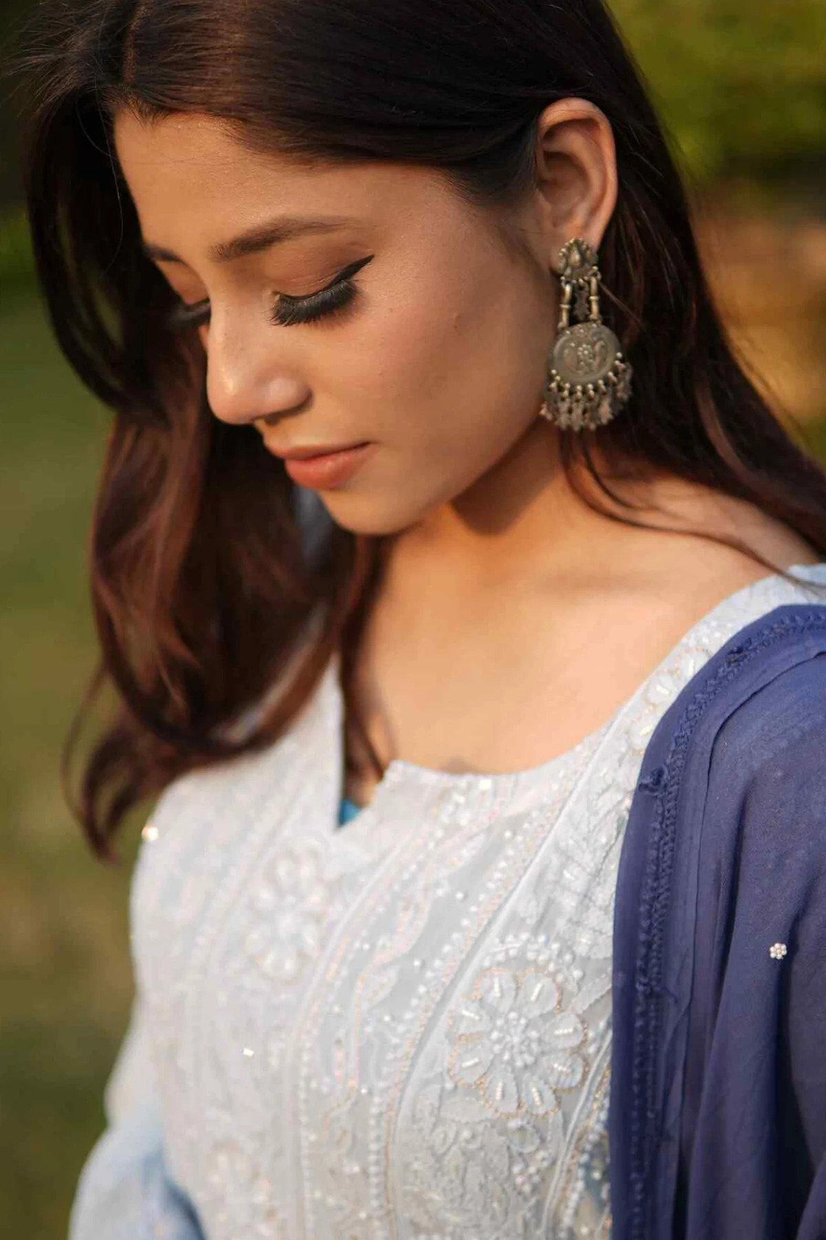 Arsh Handcrafted Pure Viscose Georgette Semi Stitched Anarkali Dupatta Set - Image 3