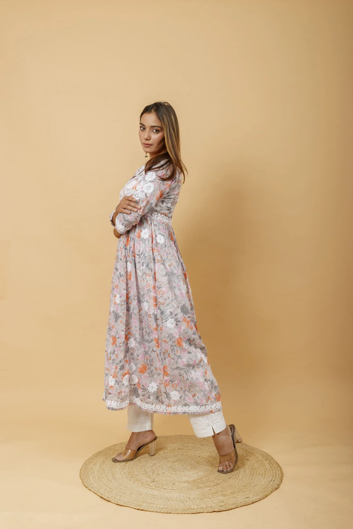 Arsh Handcrafted Pure MulMul Cotton Printed Gown Dress - Image 2