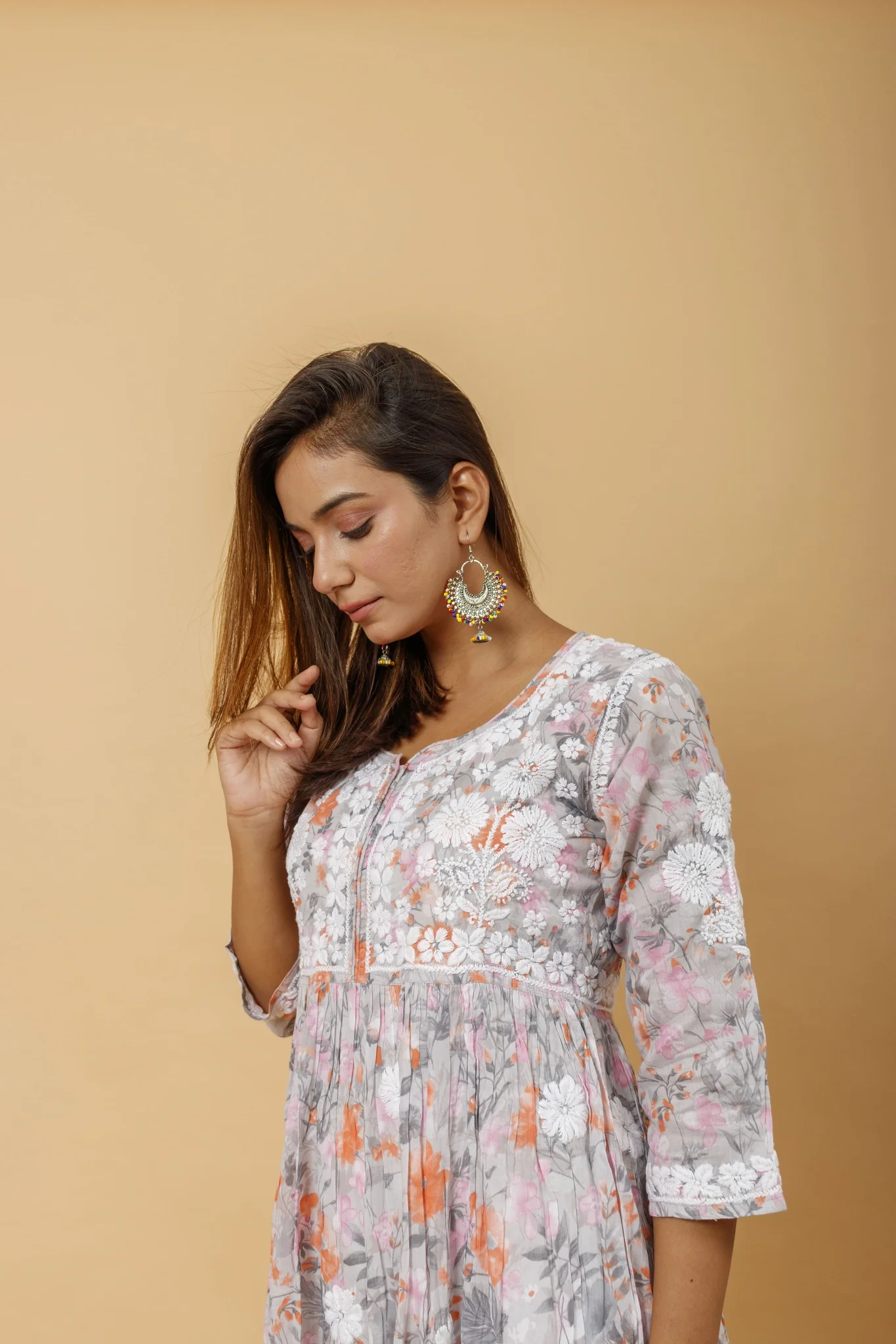 Arsh Handcrafted Pure MulMul Cotton Printed Gown Dress - Image 4