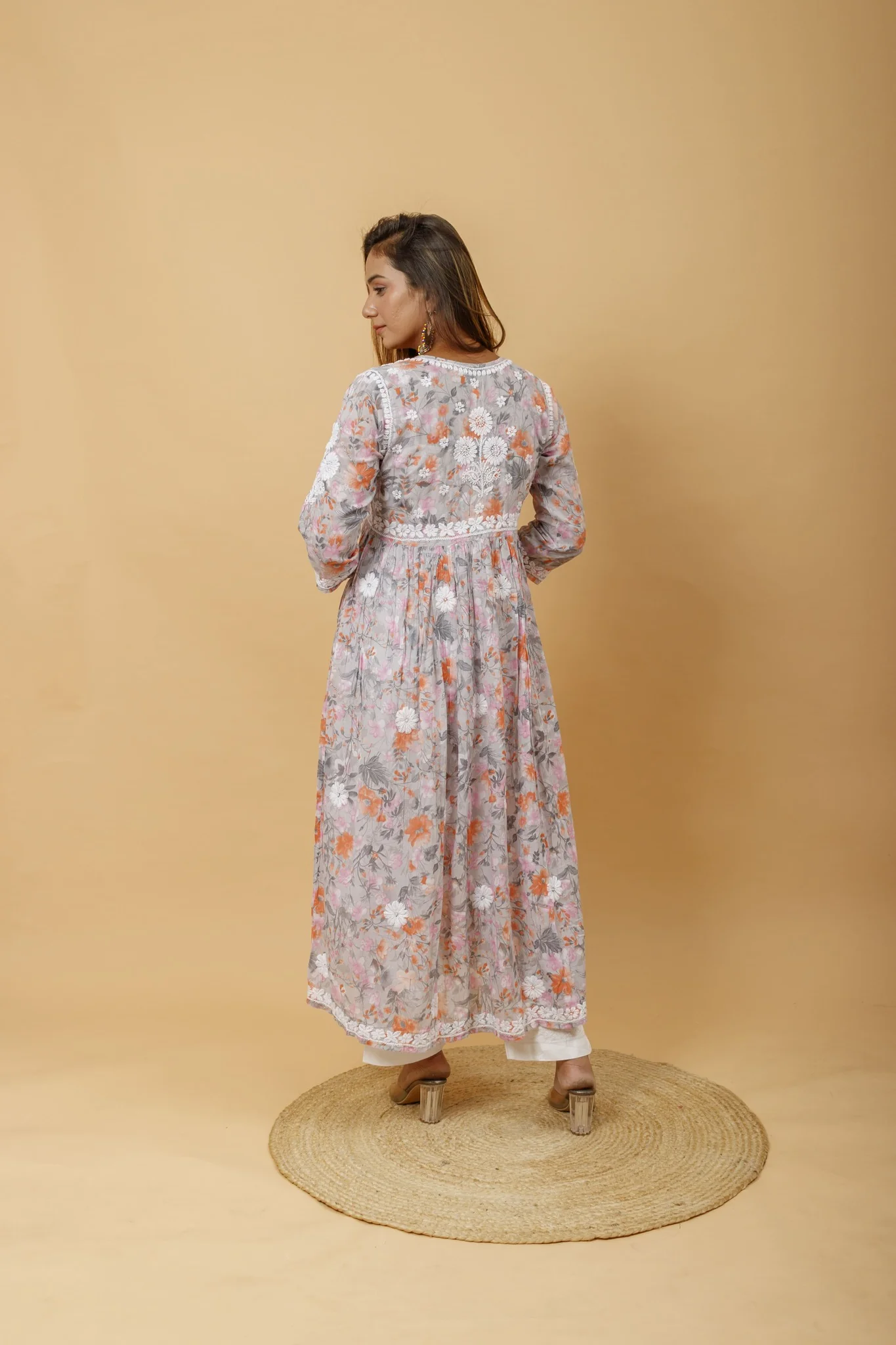 Arsh Handcrafted Pure MulMul Cotton Printed Gown Dress - Image 5