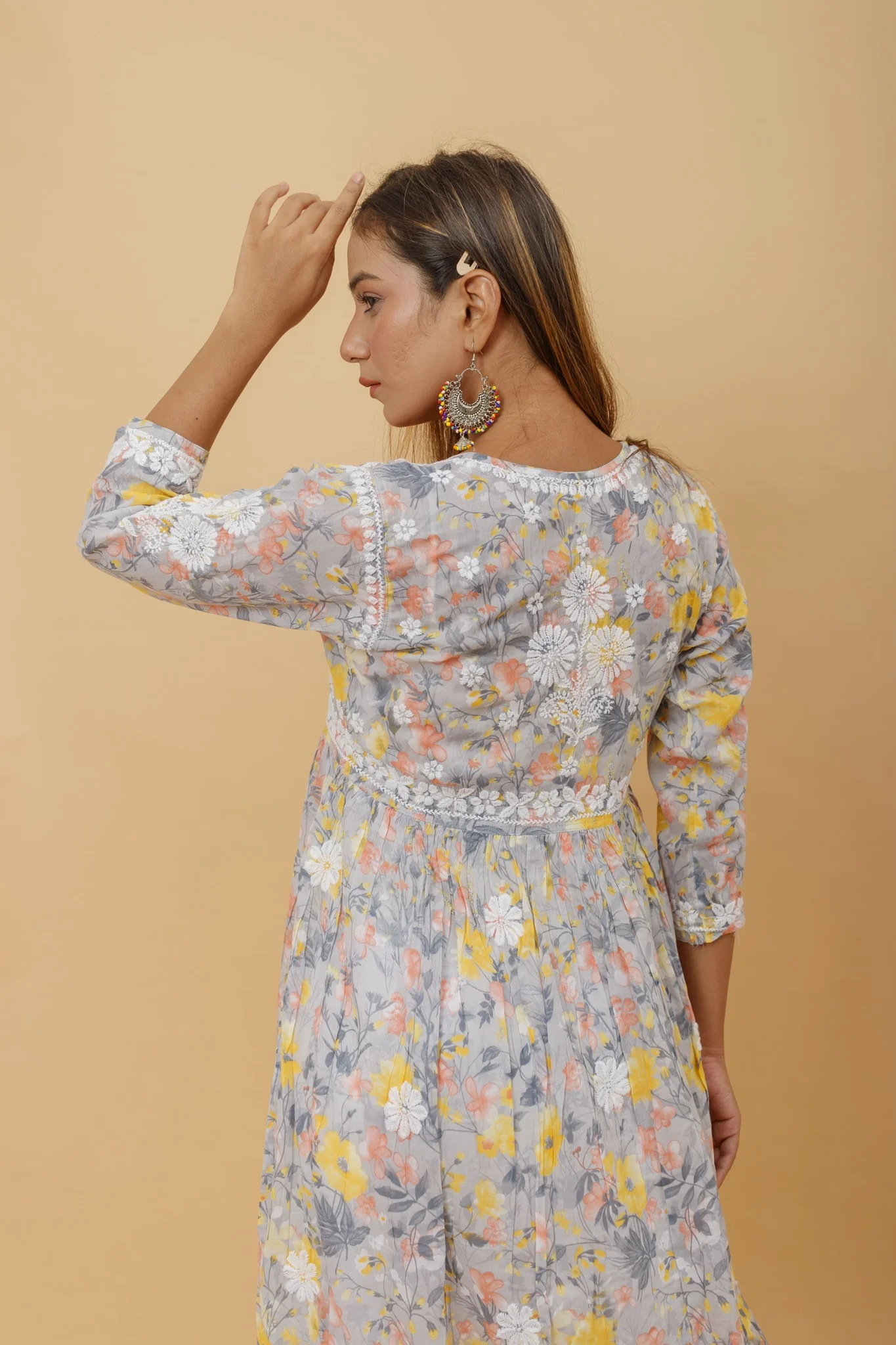 Arsh Handcrafted Pure MulMul Cotton Printed Gown Dress - Image 4
